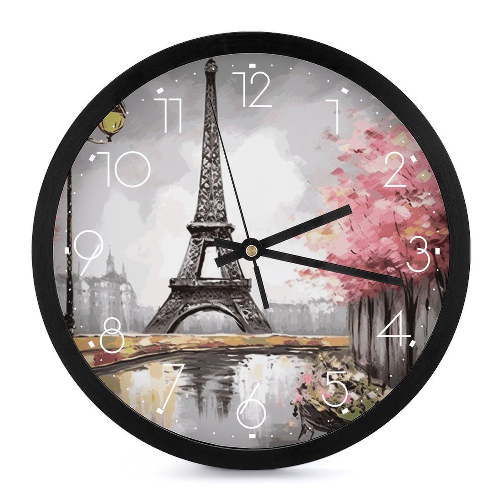 Horloge murale Paris quartz silencieuse ronde blanche 25,4 cm pour salon et bureau