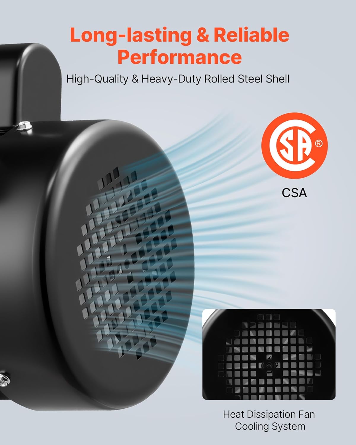 VEVOR 5 HP Electric Motor, 1725RPM Air Compressor Motor, CW/CCW Rotation, 1.125 inch Shaft Diameter, 2.75inch Shaft Length, 20.7N.m Torque, Single-Phase, ODP Cooling, 230V, 184T Frame