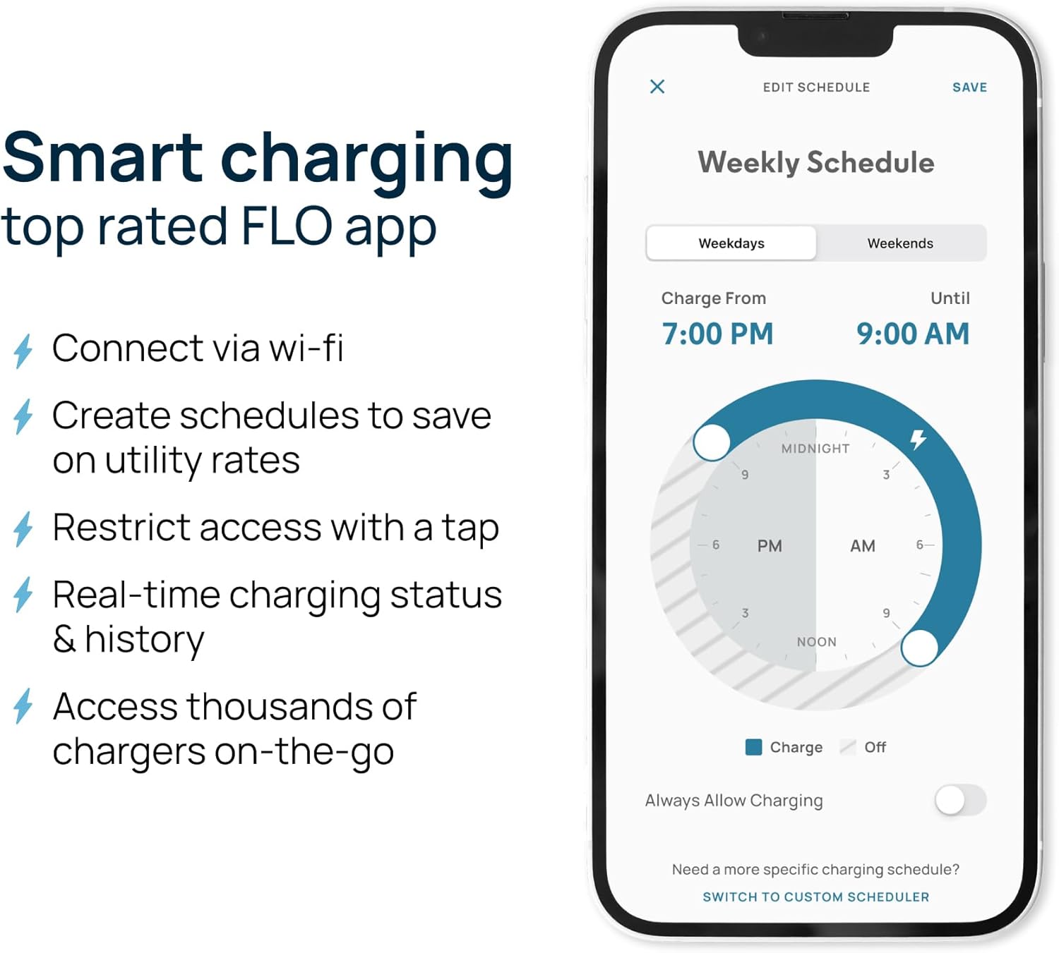FLO Home X3 Level 2 Electric Vehicle Charging Station, 12 kW at 50 amp/240 V, NEMA 14-50 Plug-in Fast Charging for Tesla (NACS), UL/Energy Star Certified, 25 ft Cable, Toughest Outdoor Rating
