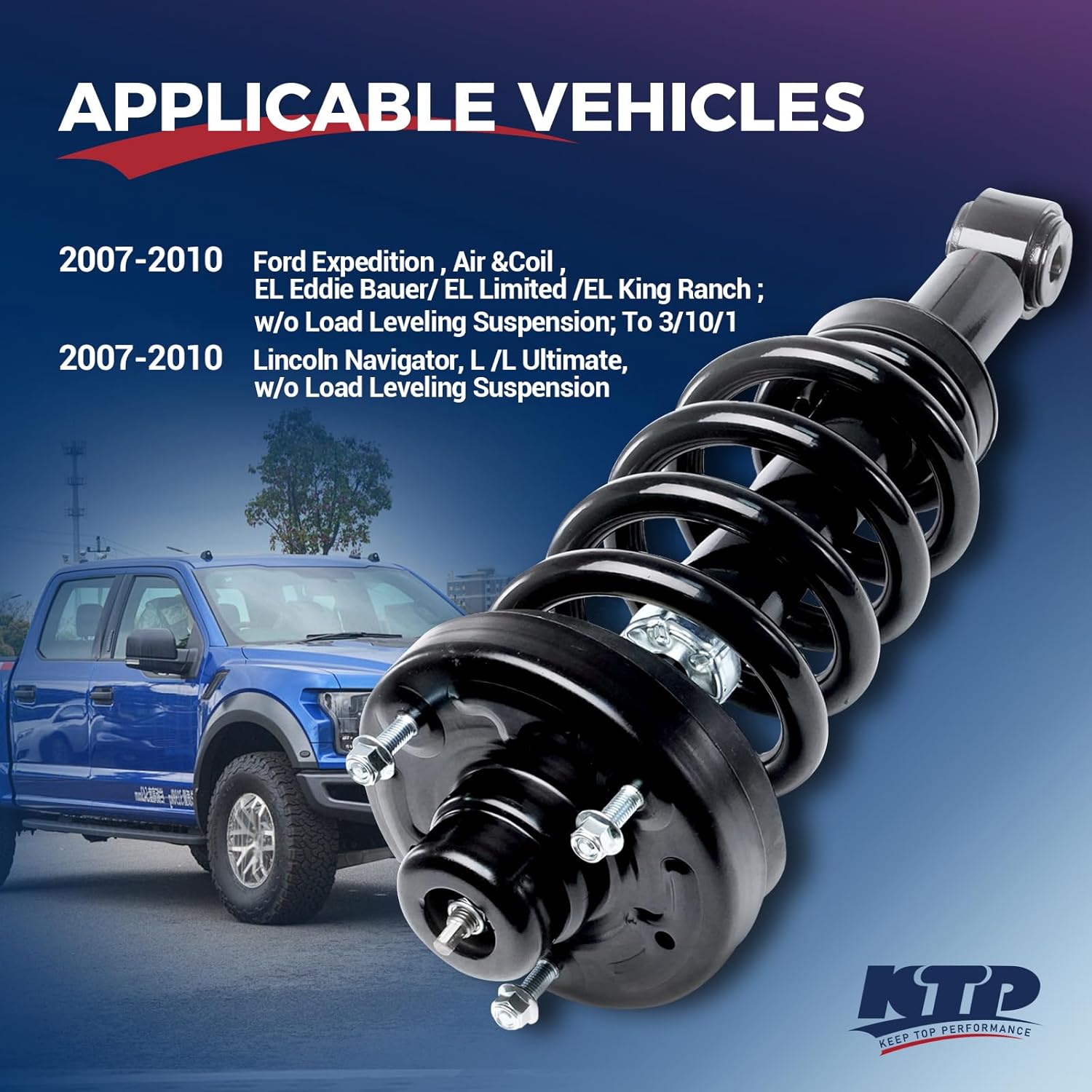 KTP Pair Rear Struts and Shocks Complete Assembly For 2007-2010 Ford Expedition/Lincoln Navigator Rear Shock Absorbers with Coil Springs, Replace 271139