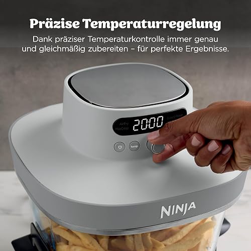 Ninja CRISPi PRO XL, Friteuse sans huile en verre, 5 modes de cuisson prédéfinis, avec contenants en verre CleanCrisp de 5,7 l et 2,3 l, couvercles de rangement, Blanc AS090EUWH - 6