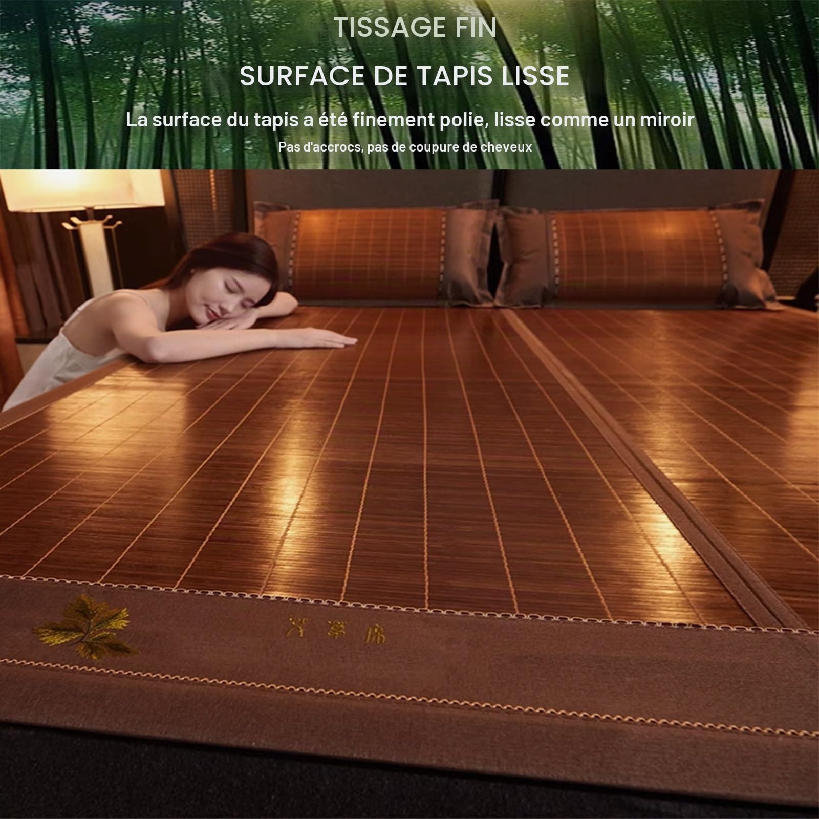Tapis De Couchage D'été en Bambou, Pliable Matelas Tapis De Couchage Bambou Lit-Mat, Tapis Antidérapant en Bambou Naturel, Absorption Respirante Lisse pour Lit Double Simple (Size : 140x190cm/