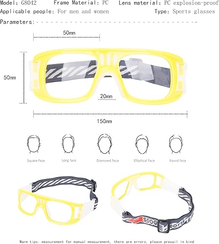 Miniatura 2 de SooGree - Gafas deportivas profesionales para hombres y mujeres, para raquetbol, baloncesto, fútbol, deportes, gafas protectoras antivaho y golpes