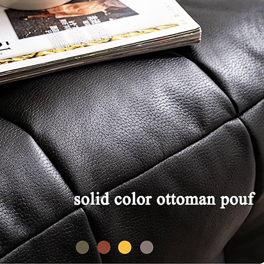 Amazon.co.jp: レザーオットマンフットレストスツール、ソリッドカラー