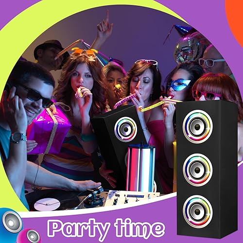 Miniatura 3 de 4 piezas de decoraciones de fiesta de los años 80 y 90, recuerdos de fiesta de hip hop, 16.5 x 5.9 x 5.9 pulgadas, cajas grandes de papel Boombox