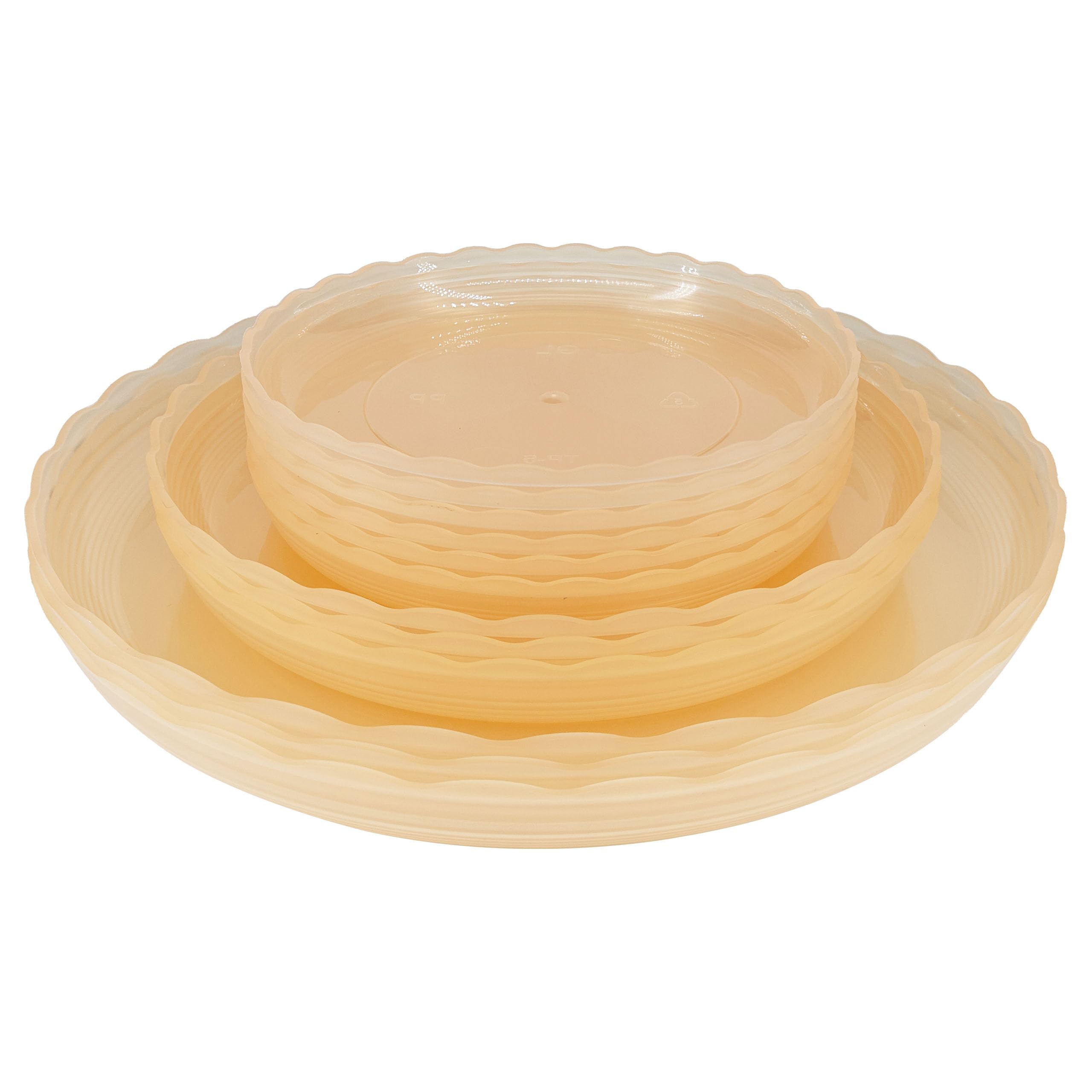 ECOESPTI 12Pcs Clear Plant Saucer, 6 8 10 Inch Durable Plastic Plant Tray, Round Plant Pot Saucers, Drip Tray for Indoor and Outdoor Garden, Amber Brown