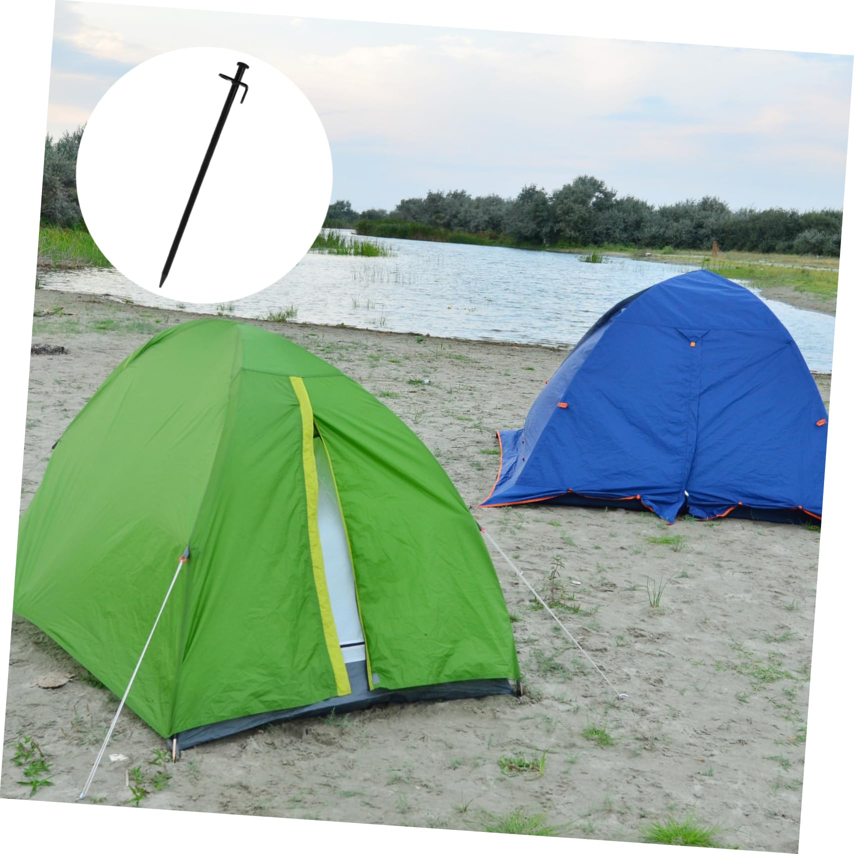 Hemobllo 8pièces Lot de Piquets de Tente Acier de Ancrages Métalliques pour Sol Dur Crochets Noirs pour Montage de Tentes Extérieures pour Camping Jardin