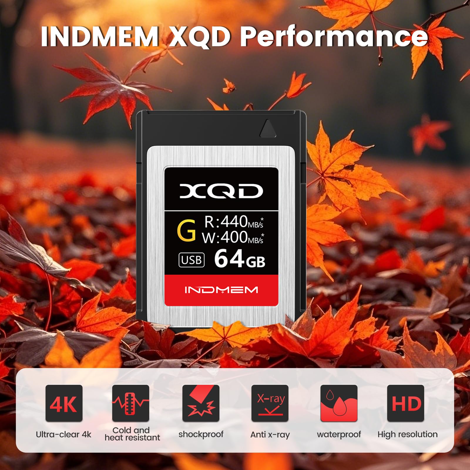 XQD Card 64GB Tough MLC XQD 5X Flash Memory Card High Speed G Series (Read 440MB/s and Write 400MB/s)