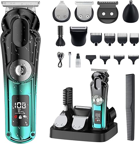 Cortadora de pelo 6 en 1 para hombres, kit de aseo todo en uno para nariz, oído, cuerpo, bigote, afeitadora eléctrica inalámbrica con IPX6