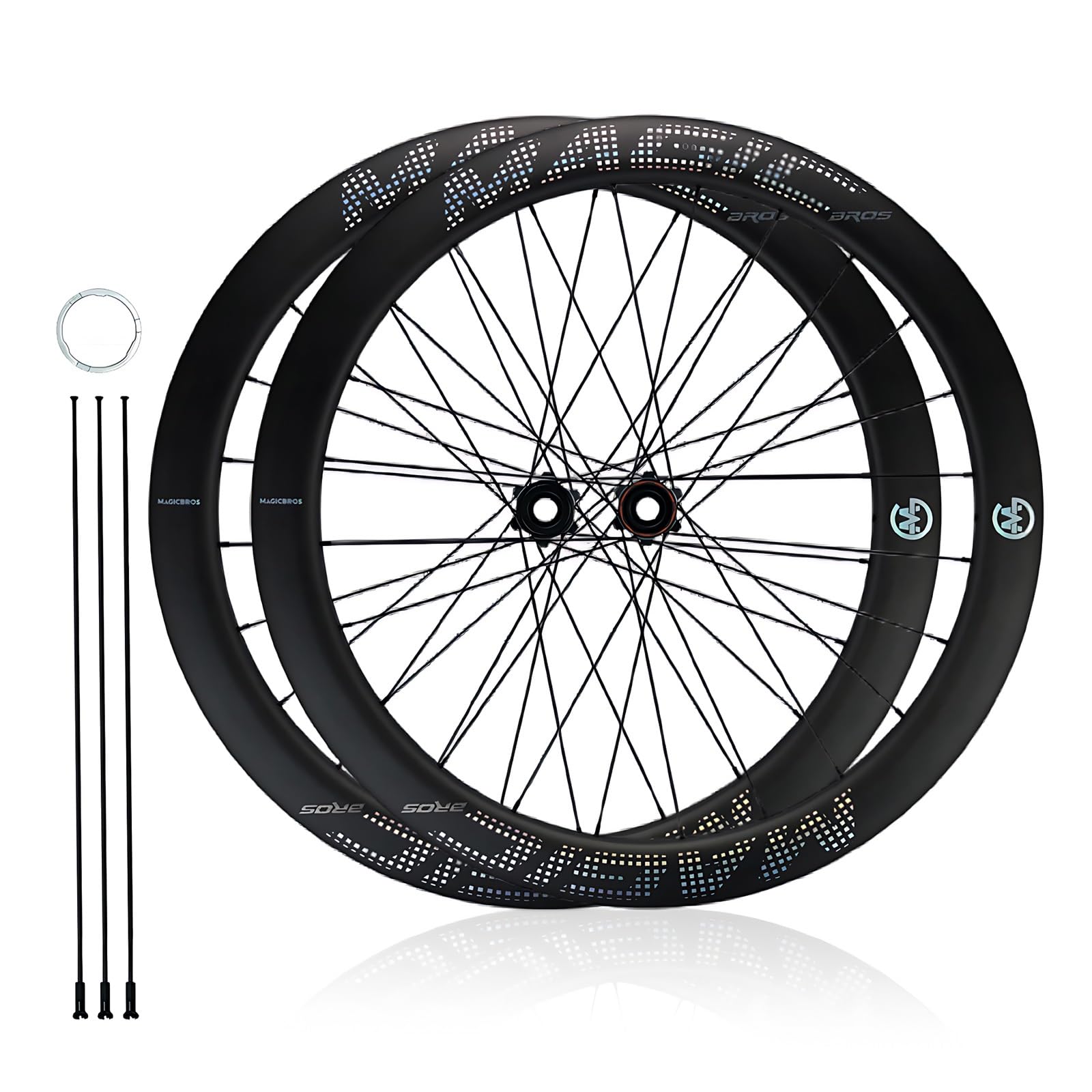 ZXGSXIOU Road Bike Carbon Wheelset 700C Thru Axle 100mm/142mm Front/Rear Wheels Center Lock Disc Brake 24H Hubs For 9-10-11-12 Speed Cassette
