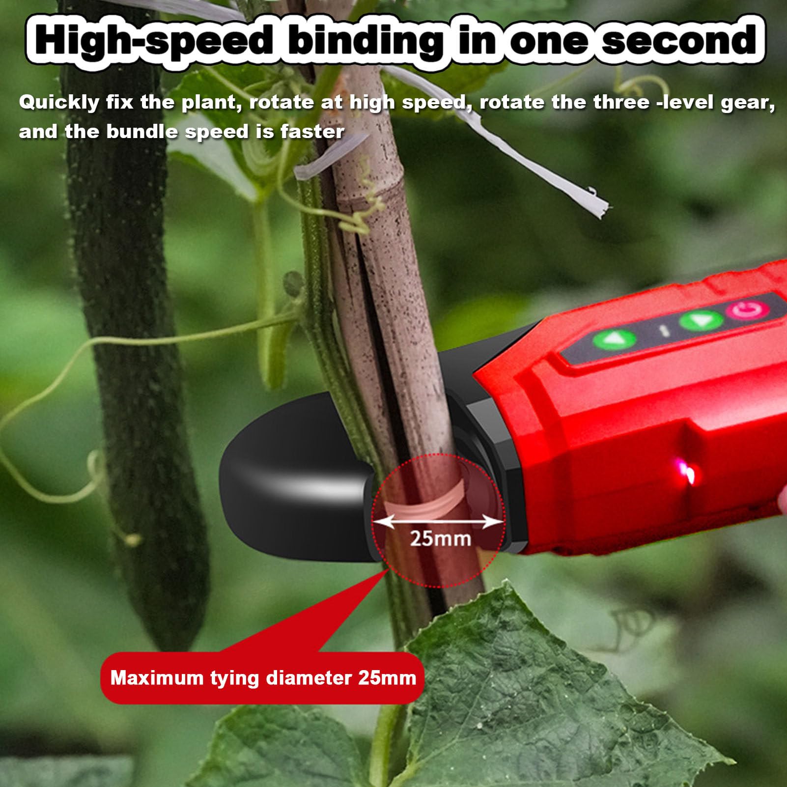 Macchina per Legami Portatili, Macchina per Colpa per impianti elettrici Giardino di Nastro di Legame con Nastro con 2 Nastri Rotoli, 1 Scatola, 2 batterie, per UVA, lamponi, pomodori