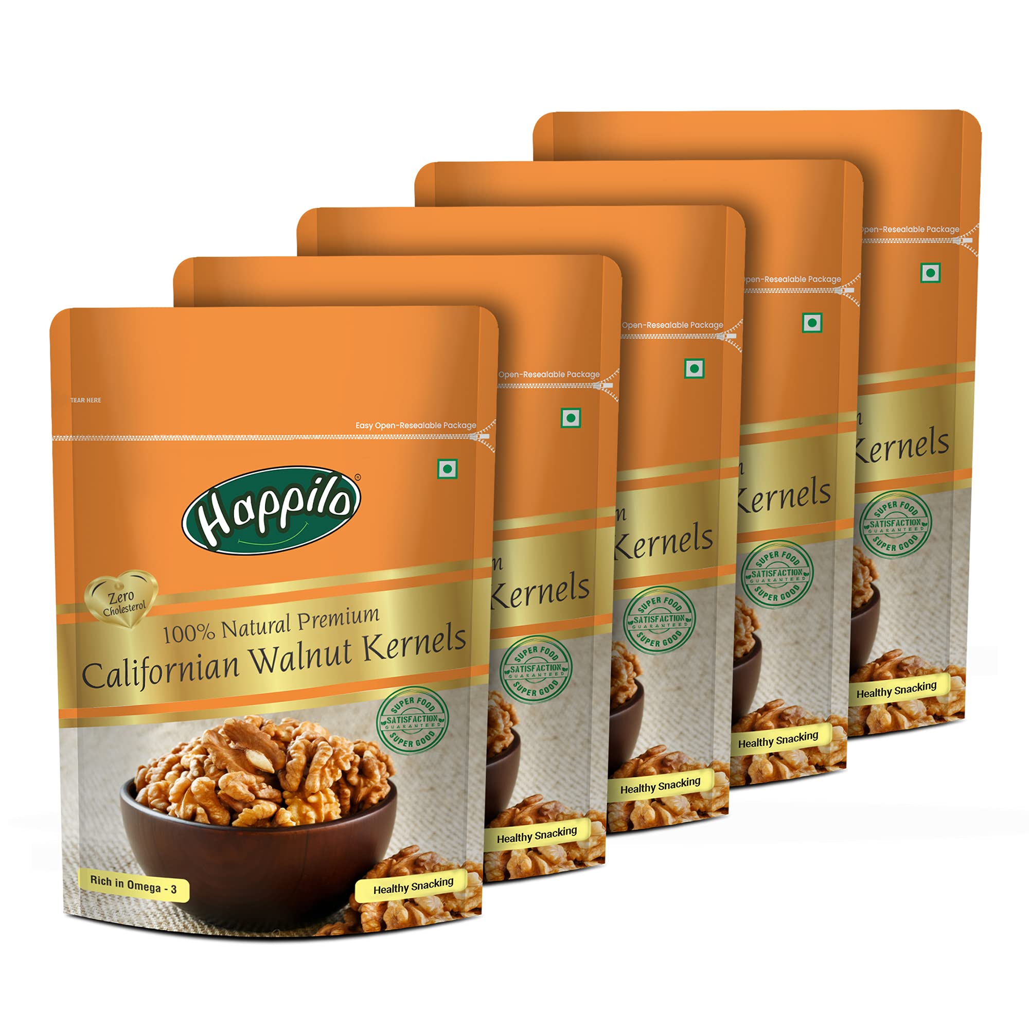 Happilo 100% Natural Californian Raw Walnuts Kernels 200 g (Pack of 5) | Premium Unsalted Akhrot Giri | High in Protein & Iron | Low Calorie Nuts (B077FGFBDP) Amazon Price History, Amazon Price Tracker