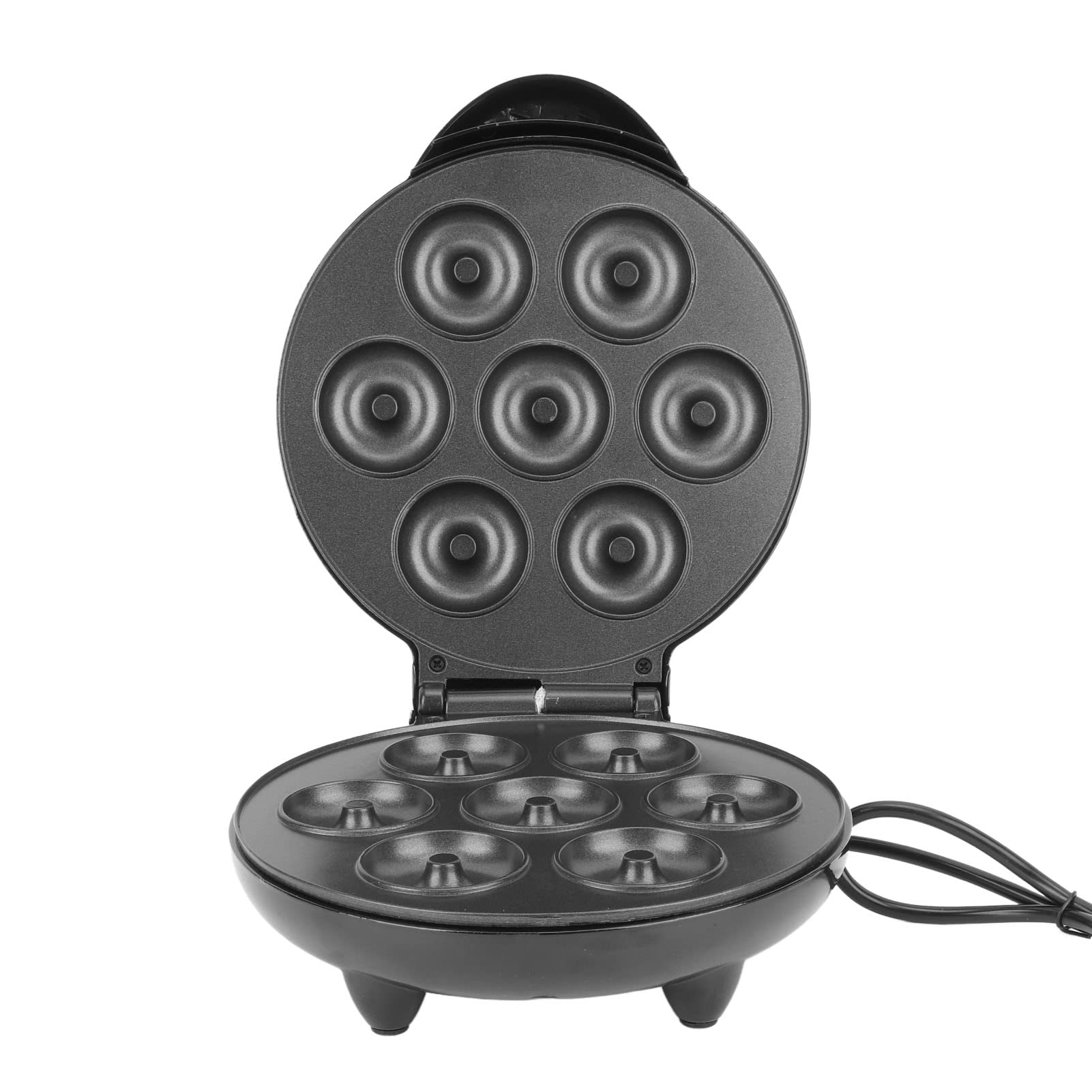 Donut Maker, 1000W Antiadhésive Mini Donut Maker Machine Double Face Heating Electric Donut Maker, Fait 7 Donuts, pour Enfants Petit Déjeuner Collations Desserts (Noir)