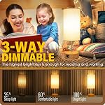 Lampe de chevet avec USB Ports de recharge A+C & AC Sortie - Yarra Decor Lampe de table à commande tactile pour chambre 3 Lampe de table de nuit variable avec ombre blanche pour le bureau d'intérieur, Dorm(Bulbe inclus)