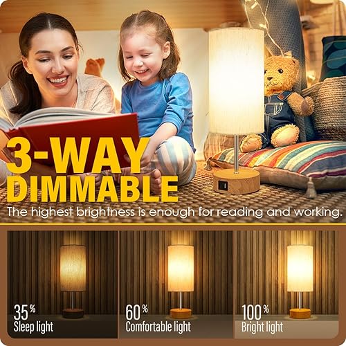 Miniatura 9 de Yarra-Decor Lámpara de noche mejorada con puertos de carga USB A+C y salida de CA, lámpara de mesa de control táctil para dormitorio, lámpara de