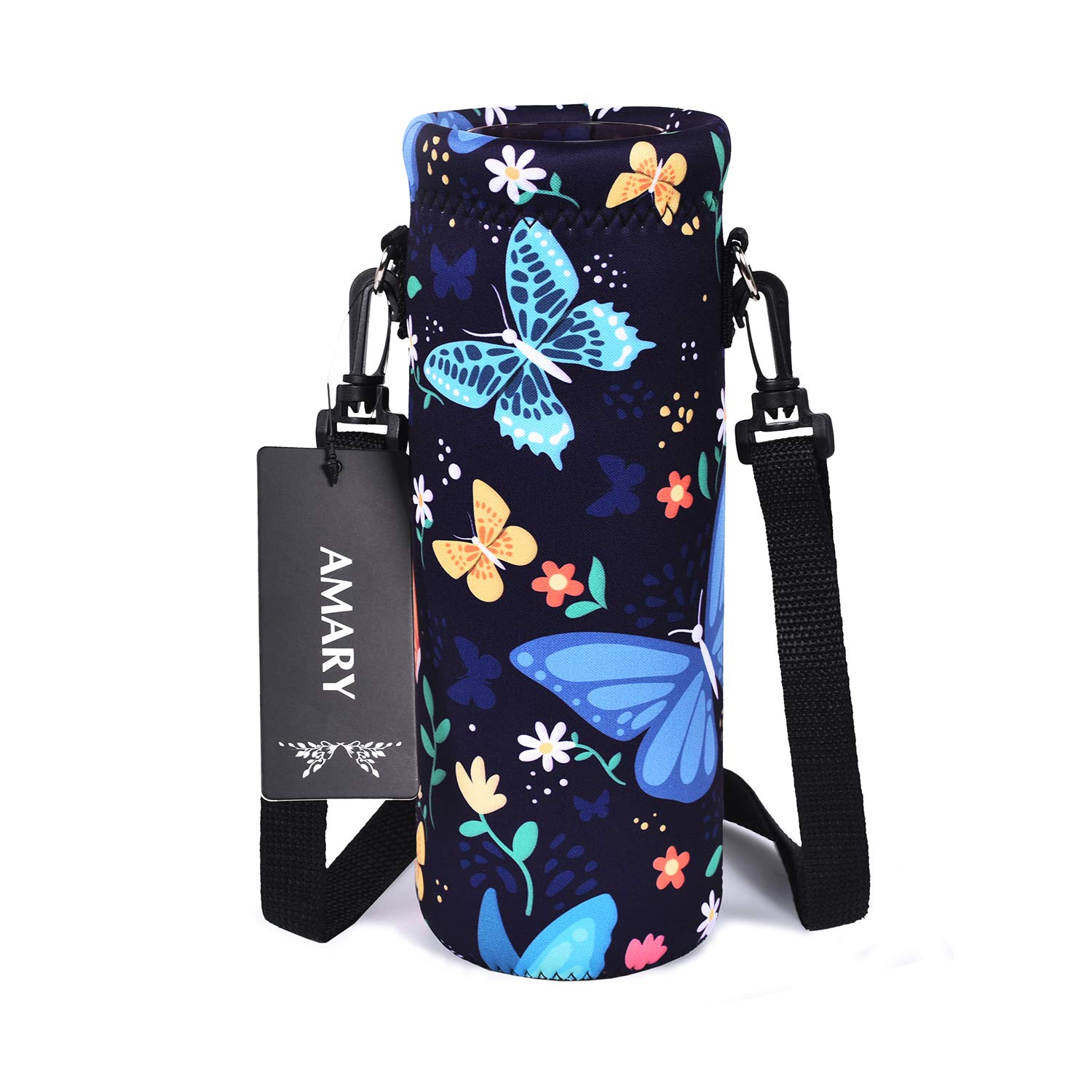 AMARY 500ML Neoprene Water Bottle Carrier Bag with Adjustable Shoulder Strap,Insulated Water Bottle Cover for Stainless Steel/Glass/Plastic Bottles