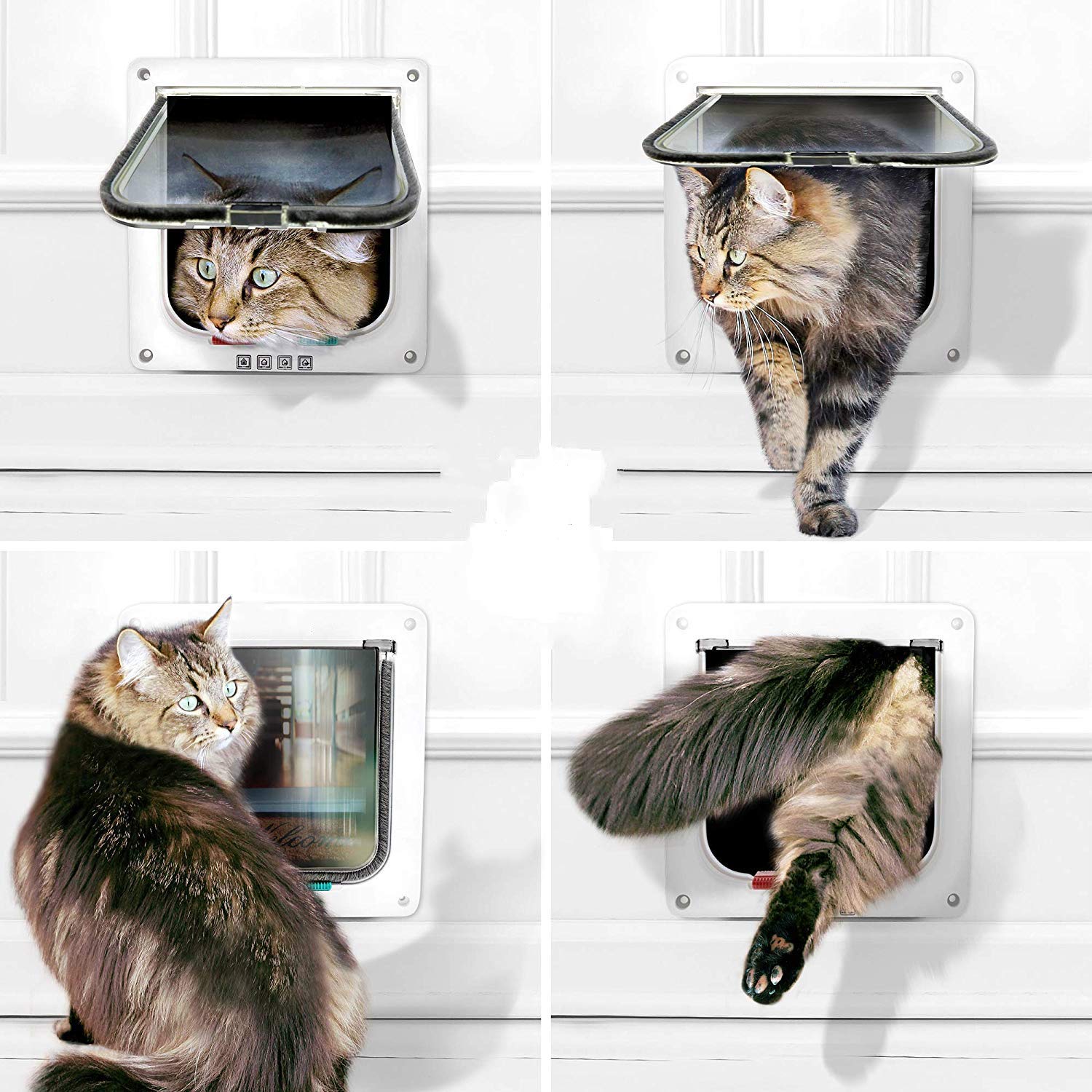 Sailnovo Chatière, trappe pour chiens 4 voies, fermeture magnétique -Pour Chats, gros chiens - 23,5 x 25 x 5,4 cm - Trappe pour chiens, chatière, installation facile avec cadre télescopique