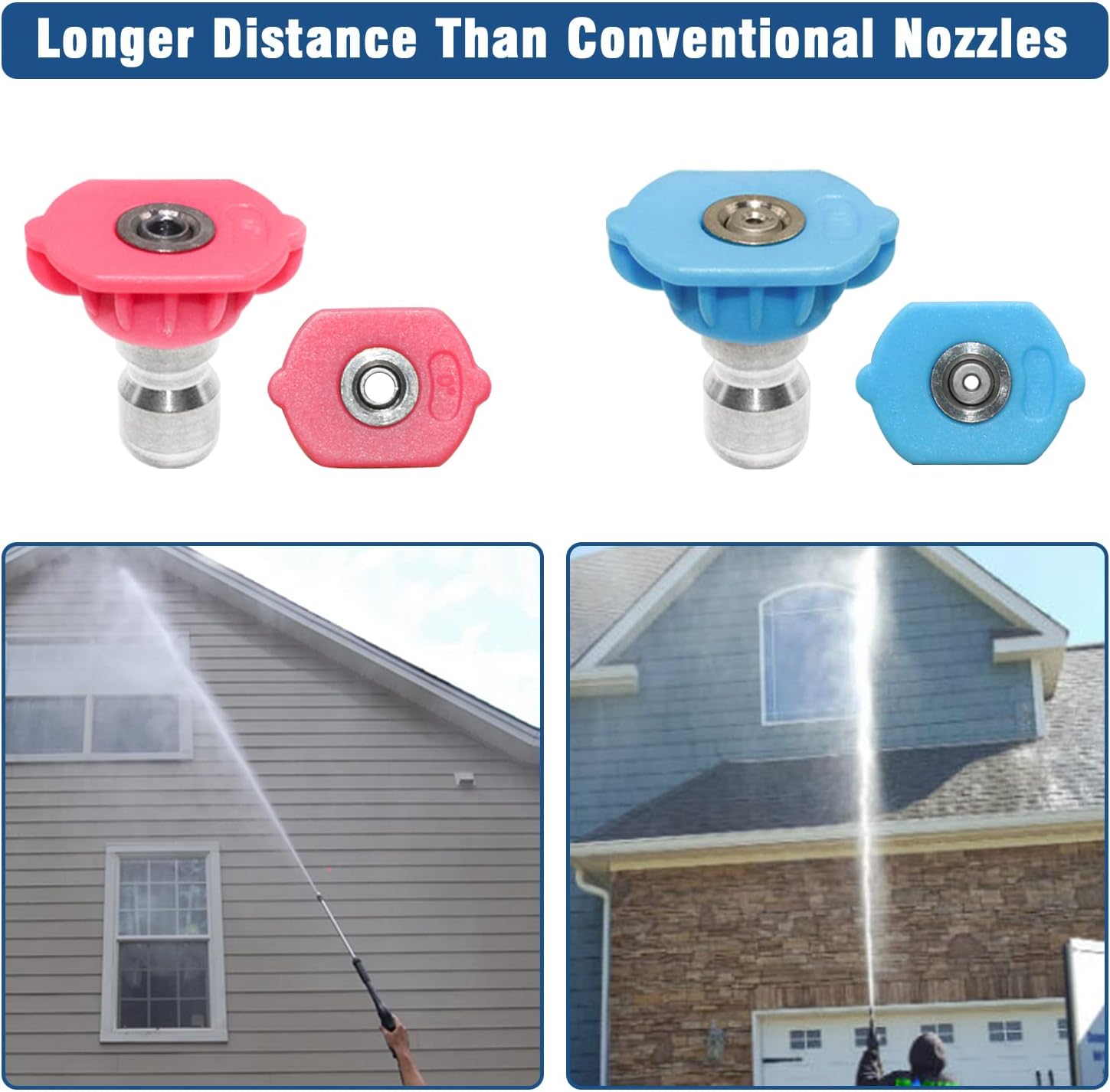 JANZ 7 Pressure Washer Spray Nozzle Tips Multiple Spray Degrees 1/4 Inch Quick Connection, 4000 PSI