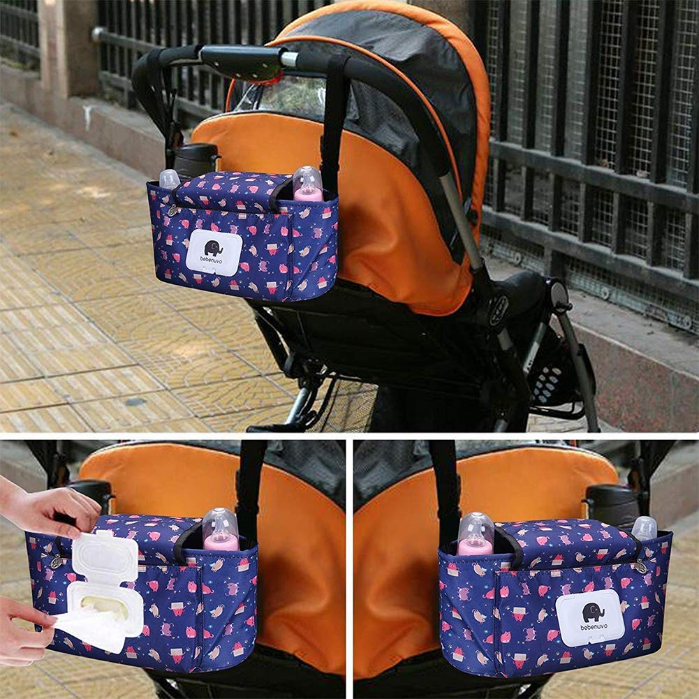 Passeggino Organizer con portabicchieri - animale sveglio salviette per neonati Dispenser - Leggero Stroller Bag - Mini Diaper Bag - Passeggino Accessori