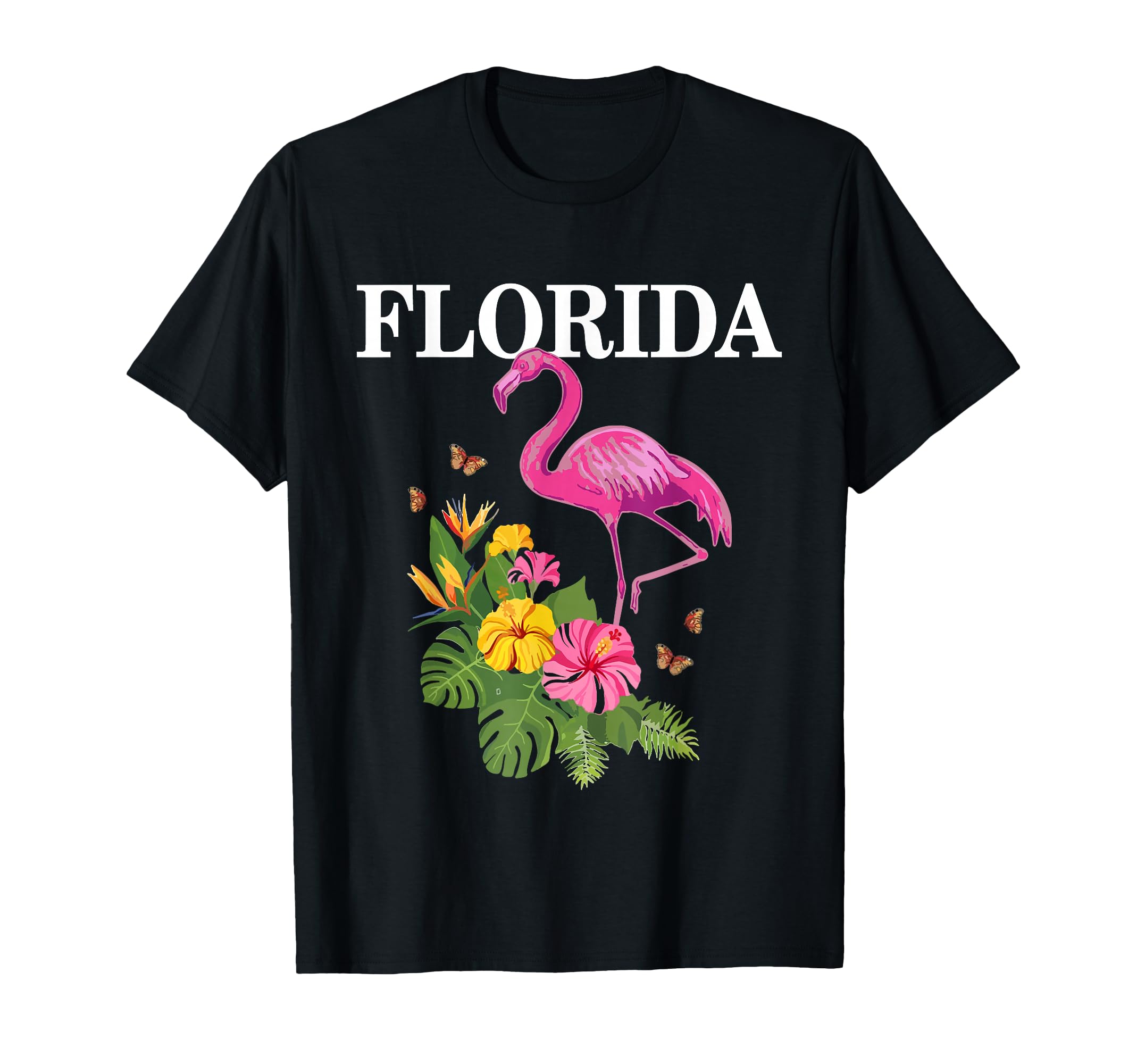 Photo 1 of *******BLUE COLOR***** Florida Flamingo Miami Tropical Plants Souvenir Vintage T-Shirt
