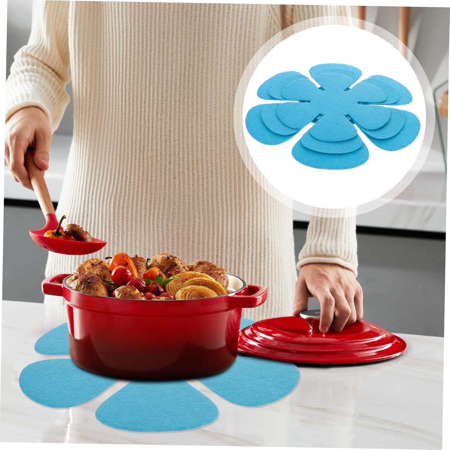 Hemoton Heat Resistant Pot Pan Placemat Nonwoven Table Mat 12-Inch Pot Protectors for Kitchen Cookware Stacking and Scratch Prevention