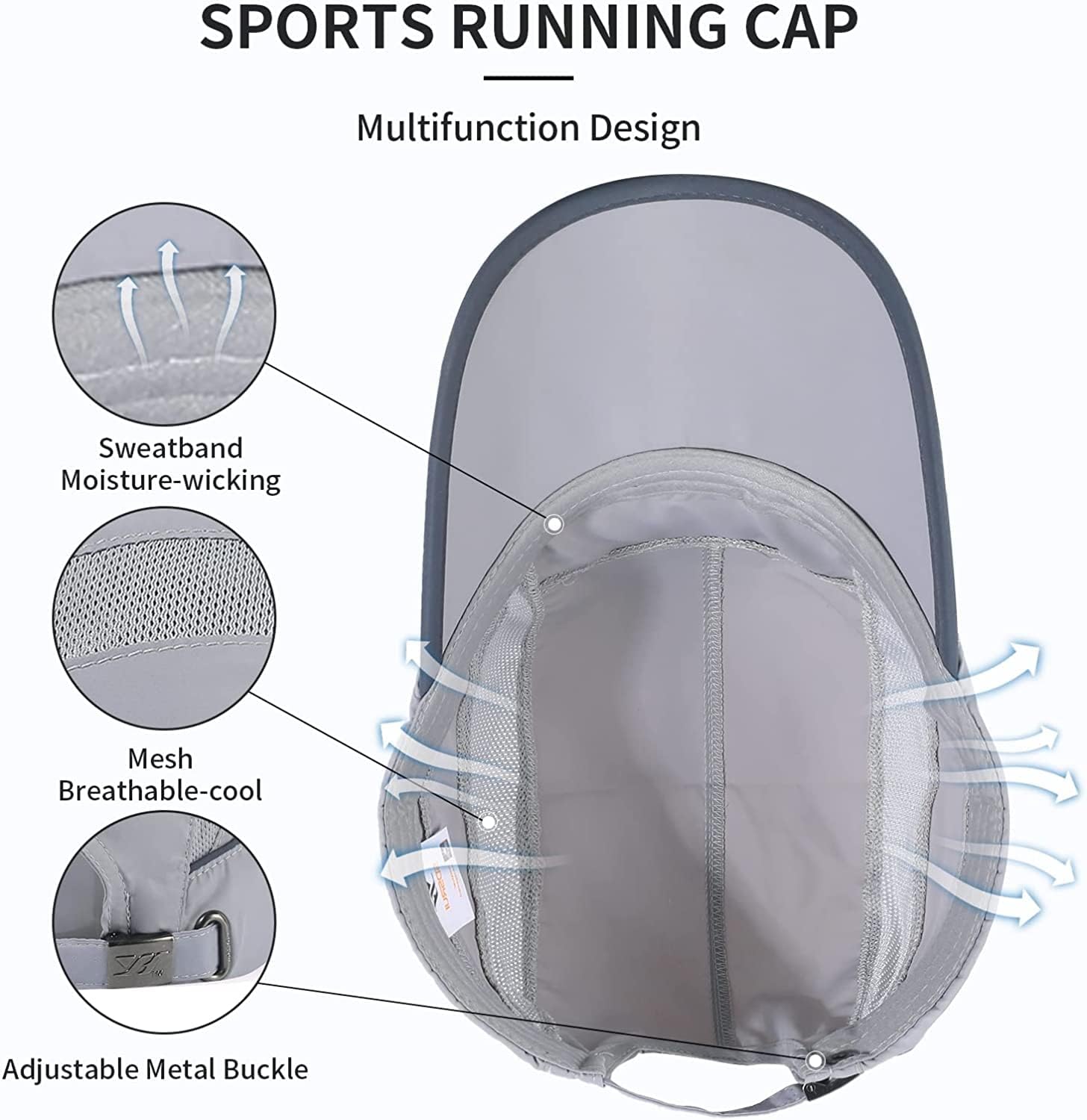 Running Hat Mesh Sports Cap Lightweight Quick Drying Runner Cap for Men Women - Image 4