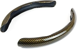 Carbon Fiber Anti-Skid Steering Wheel Cover Protector, 2 Pcs Segmented Steering Wheel, Durable, Easy to Install - Gold