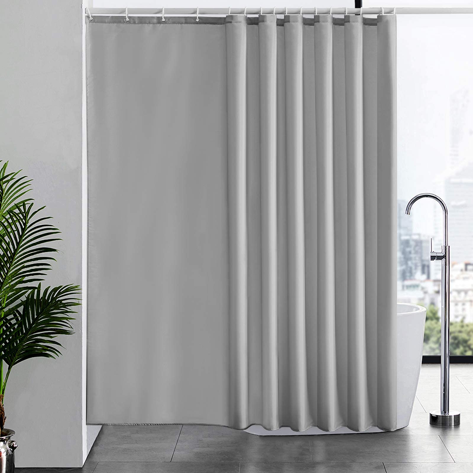 Cortinas Baño Blanca Antimoho Antibacteriano Impermeable Poliester Tela Lisa Lavable, con 12 Ganchos Plásticos, 180x200 Cortina. — view 31