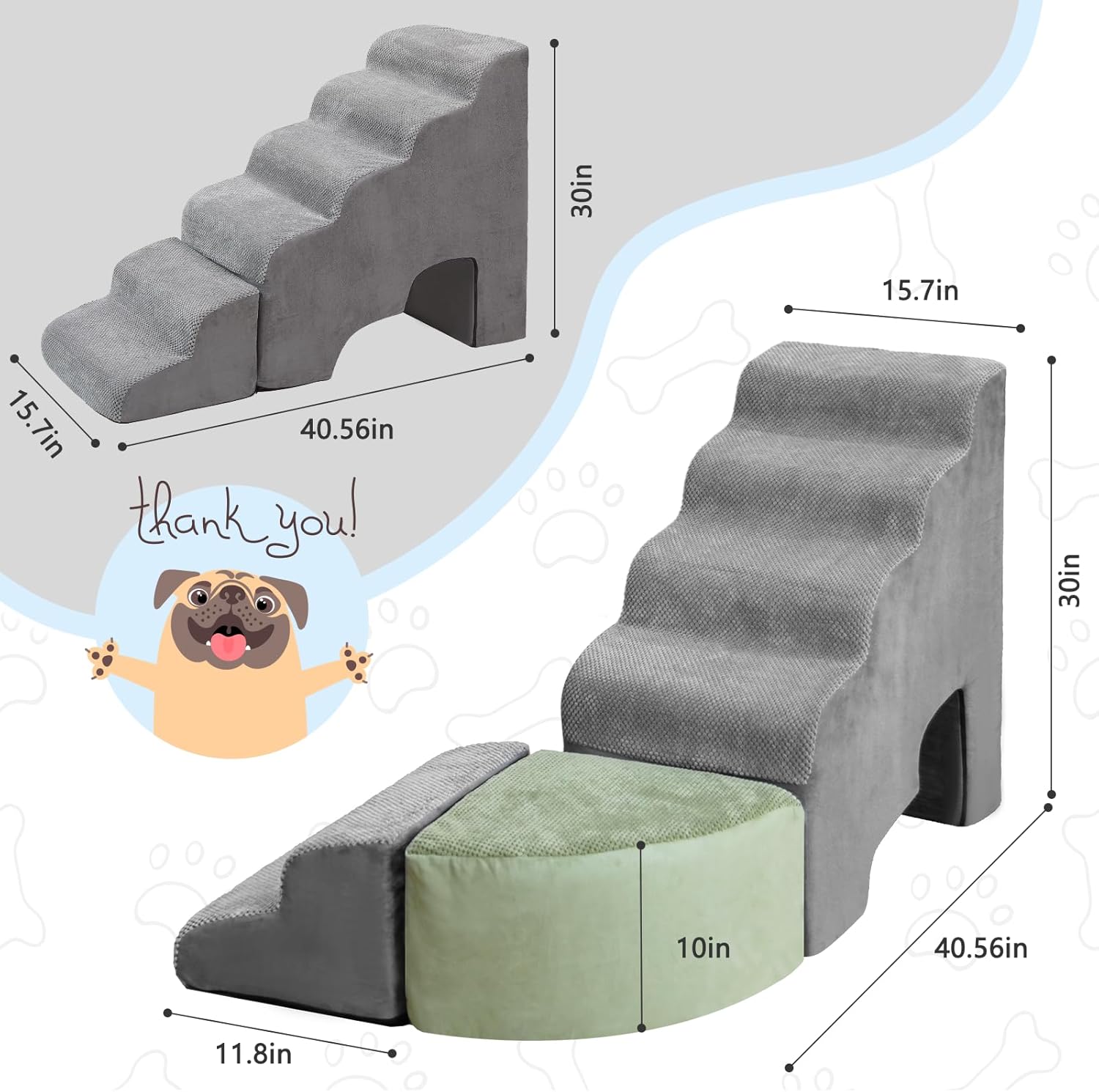 review Dog Stairs for High Beds with Tunnel, 6-Step Dog Steps for Small Dogs and Cats, Dog Ramp/Dog Steps/Pet Ladder for High Beds 28” Tall for Small Dogs Injured, Doggie, Old Cats, Kitty, Small Animals