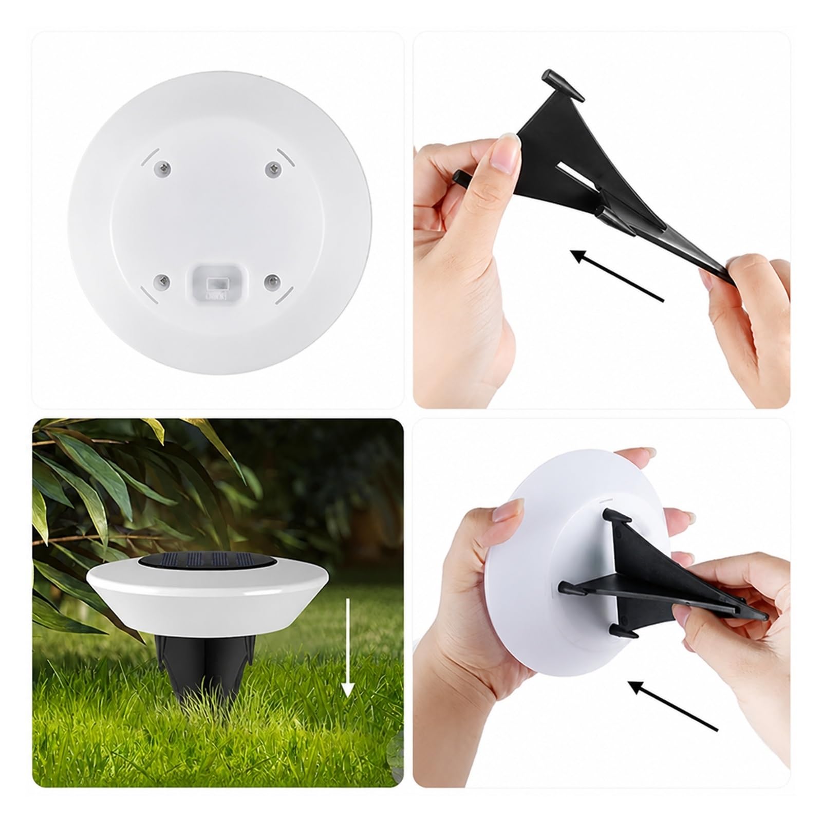 Lampy Solarne Naziemne, Solarne Oświetlenie Gruntowe 14LED Zewnętrzna Lampa Trawnikowa do ścieżki tarasowej(Warm light 4PCS)