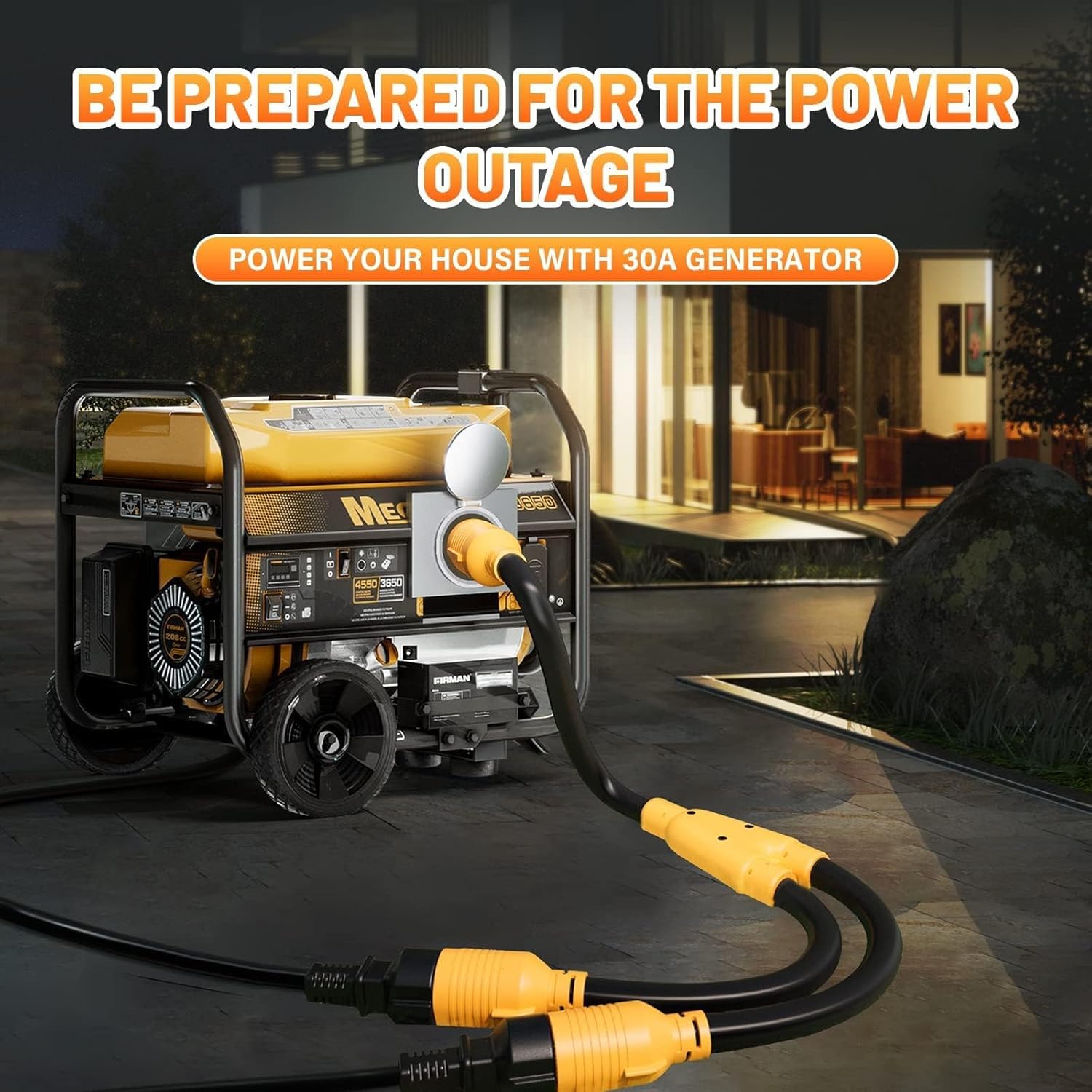 MECMO 30 Amp to 20 Amp 240V Generator Distribution Adapter NEMA L14-30P to 5-15/20R or 6-15/20R EV Charing, 4 Prong 30 Amp Twist Lock Generator Splitter Y Adapter NEMA L14-30P to 2X L14-30R