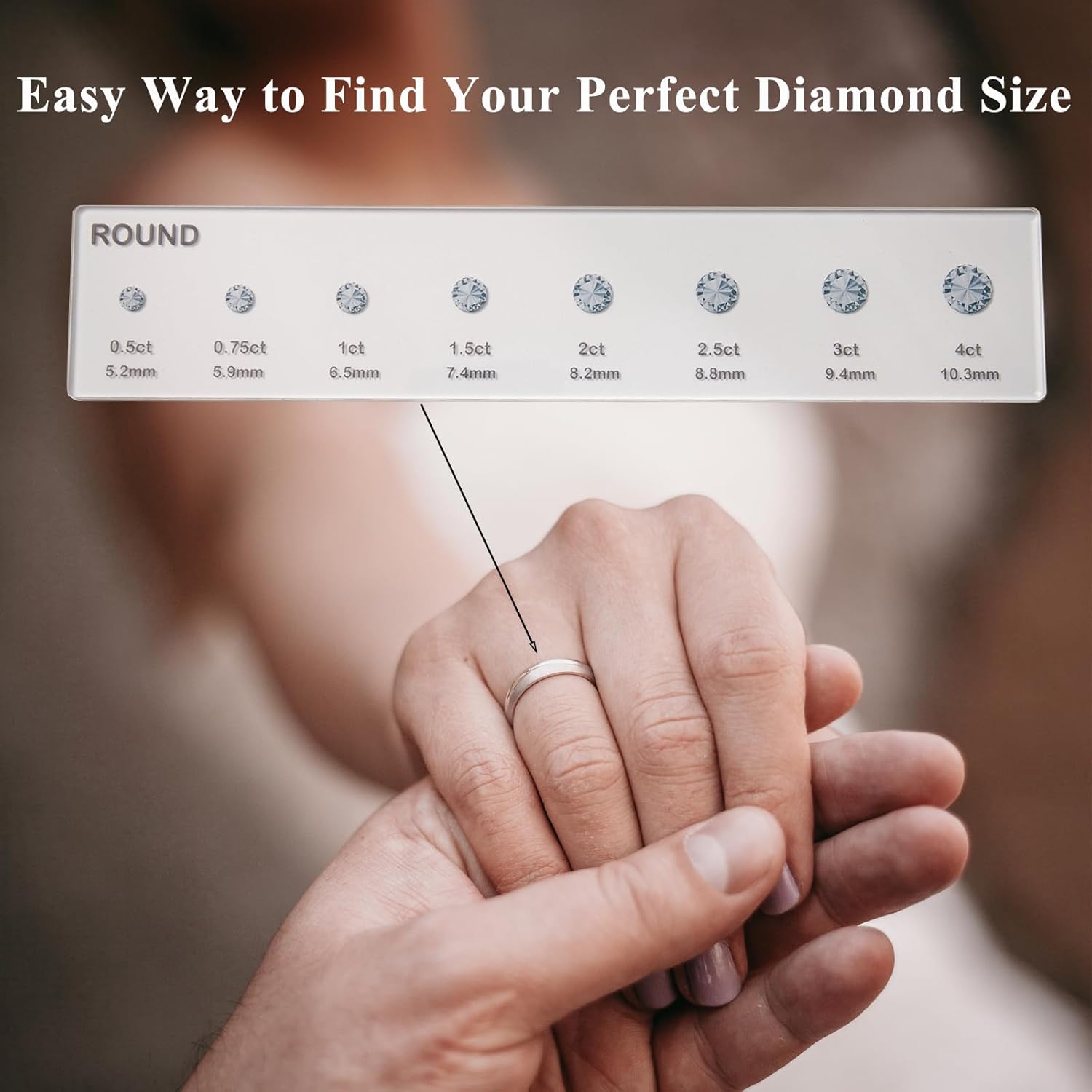 WOJOGO Diamond Sizer Shape Guide Size Kit – Engagement Ring Diamond Size and Shape Kit Comparison Tool for Round, Oval, Princess Shape