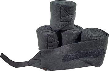 Big Black Horse Fleece Polo Leg Wraps - Black - Set of 4 mini