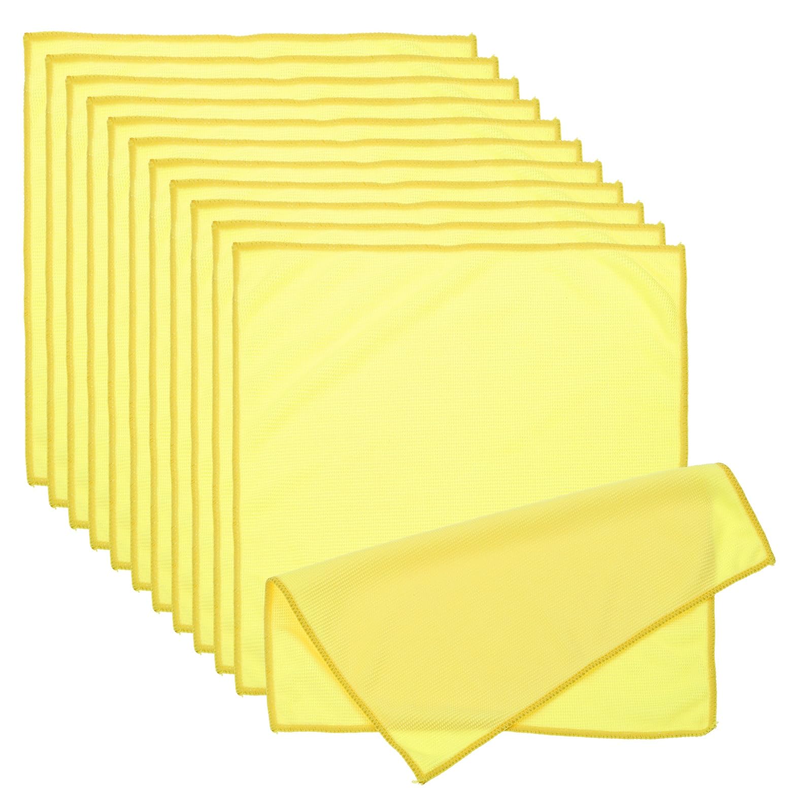 Chiffon microfibre lunettes jaune 30x30 cm PATIKIL en lot de 12 pour nettoyage quotidien
