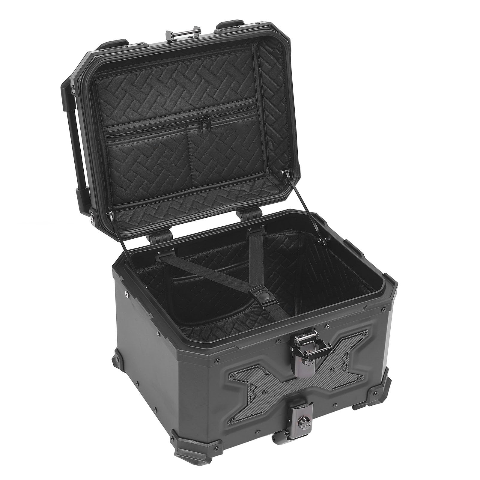 Focket Top Case de Moto, Coffre de Moto en Alliage d'aluminium 45 L, Sac à Bagages de avec Verrouillage de sécurité à 2 Clés et Base à Dégagement Rapide pour Le Rangement du Casque et du Matériel