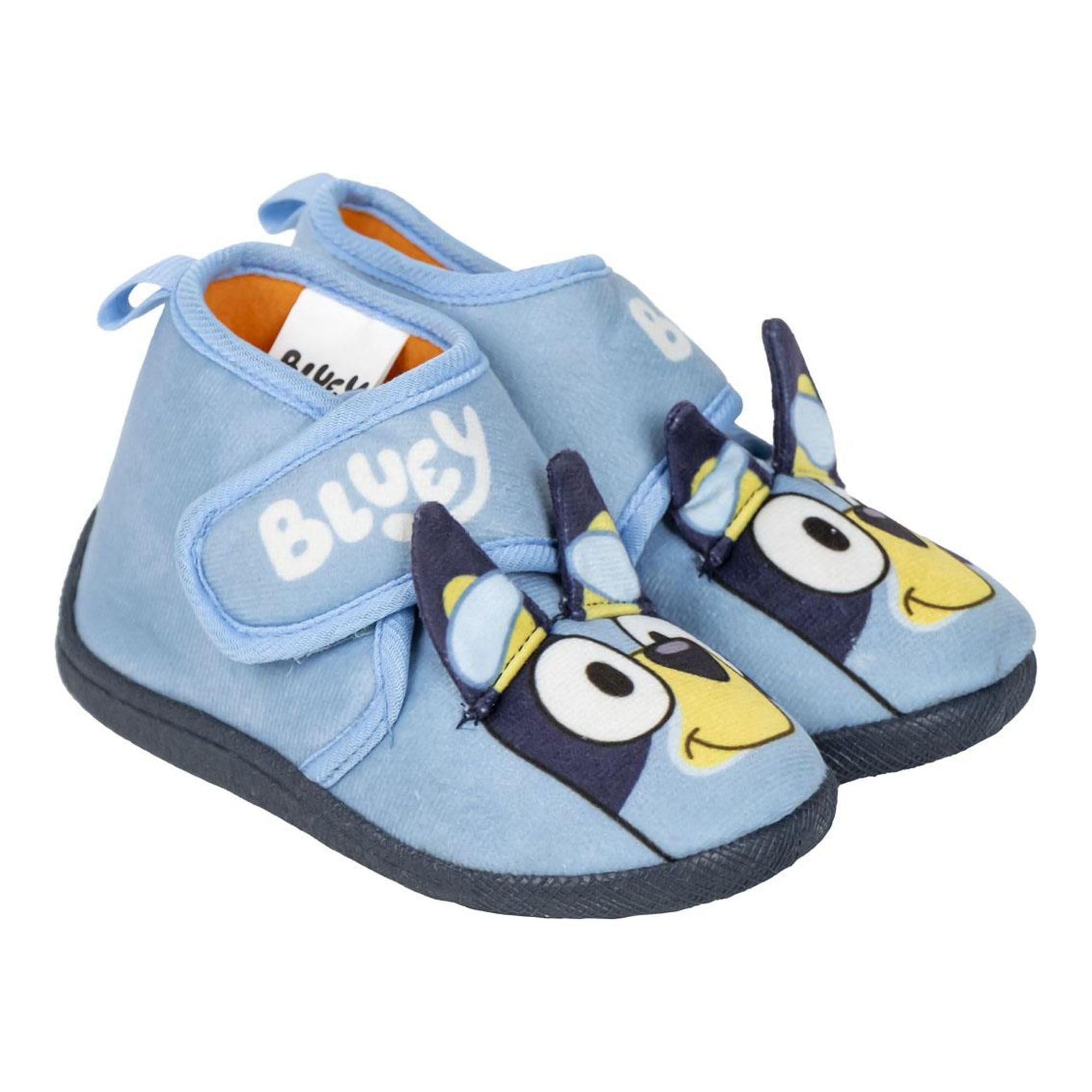 Bluey 3D Slippers - Blue - UK Size 10 JNR - Velcro Closure - Half Boot-Style Children's Slippers - Made of Polyester and TPR - Original Product Designed in Spain