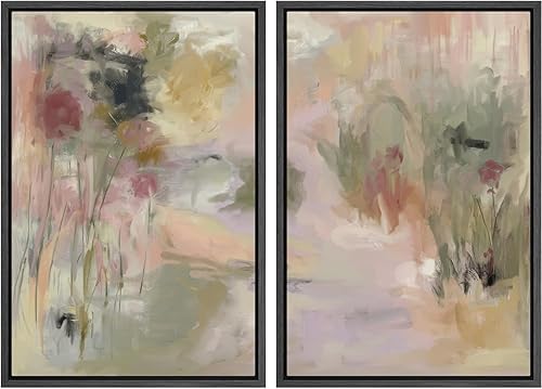 Miniatura 110 de SIGNLEADER Lienzo enmarcado para pared, juego de arte geométrico de mediados de siglo, formas de tocadiscos de música, ilustraciones abstractas,