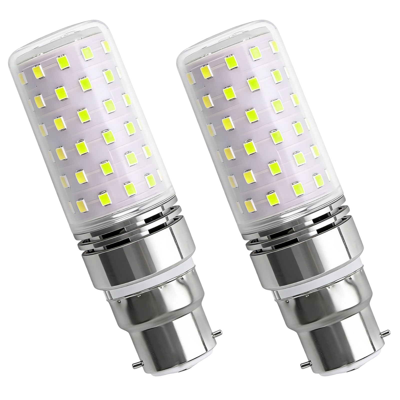 Draymora B22 LED Corn Light Bulb 12W Cool White 1200LM 6000K Daylight White 360° Beam Angle AC 230V BC Bayonet Cap Large Screw Bulb 100w Equivalent Bayonet Bulbs Not Dimmable 2 Pack