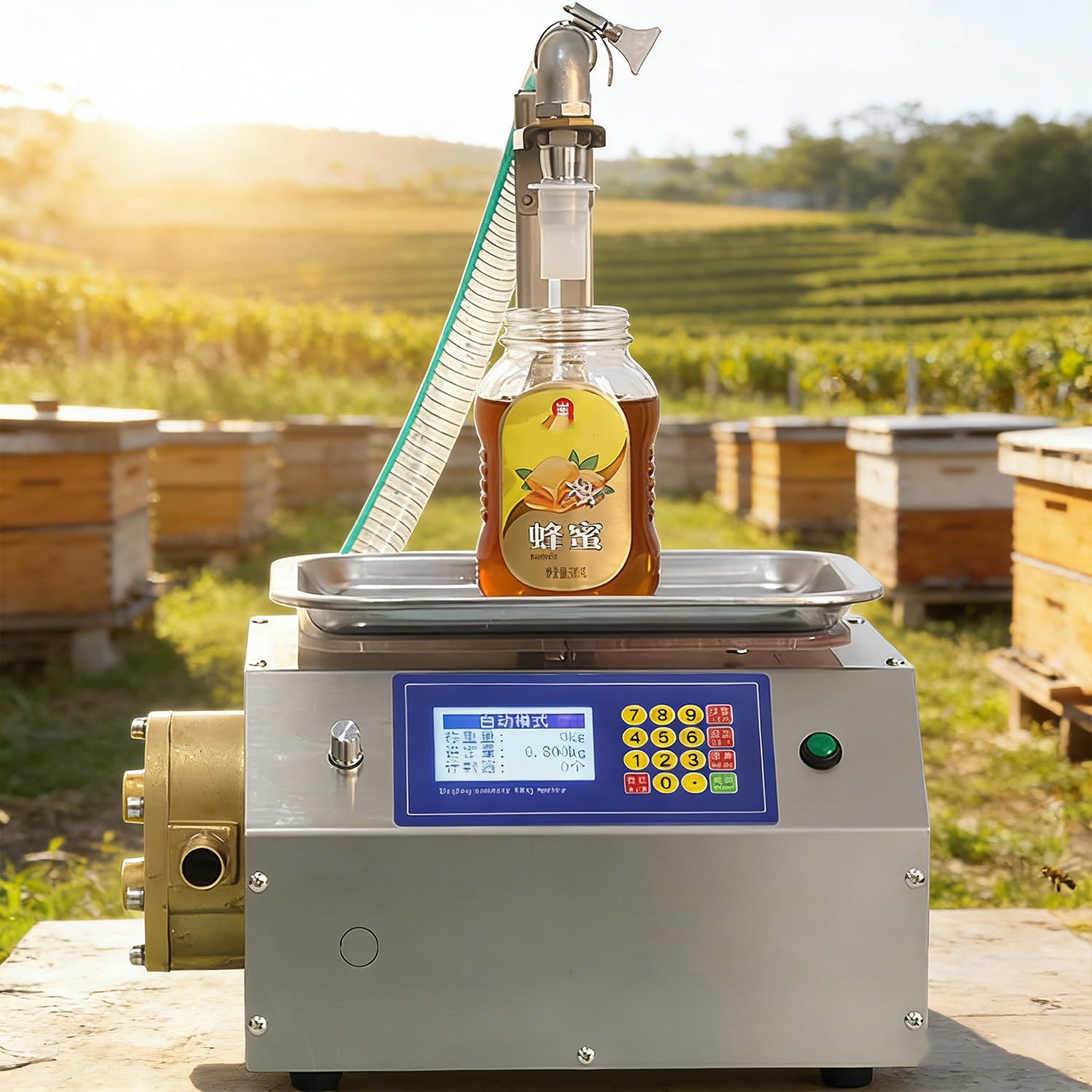 Viscous Liquid Filling Machine,Honey Bottle Filling Machine Automatic Quantitative Bottling Equipment,10g‑10kg Weight Filling, Anti‑Drip,for Shampoo,Syrup,Peanut Butter, Jam PlasticGearPump