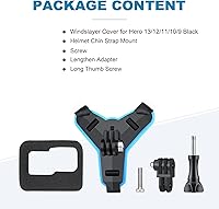Vista 6 de Helmet Mount with Windshield for GoPro Hero 13 12 11 10 9, Motorcycle Helmet Chin Strap Mount for GoPro 9 10 11 12 13 Black Racing Skiing High-Speed