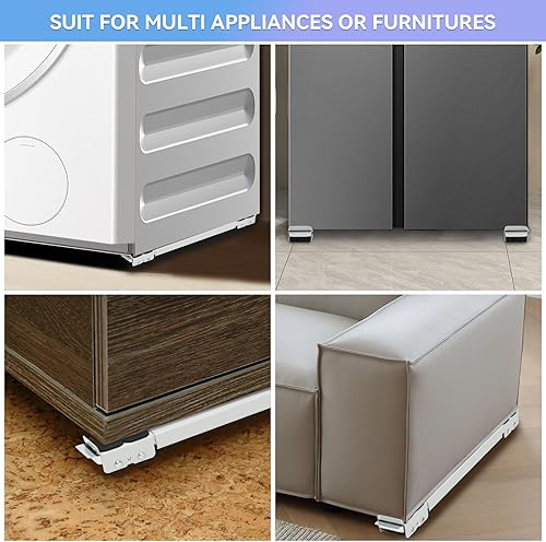 Miniatura 6 de Trasladador extensible de electrodomésticos, plataforma para lavadora con frenos, base rodante para nevera, lavadora y secadora, servicio pesado,