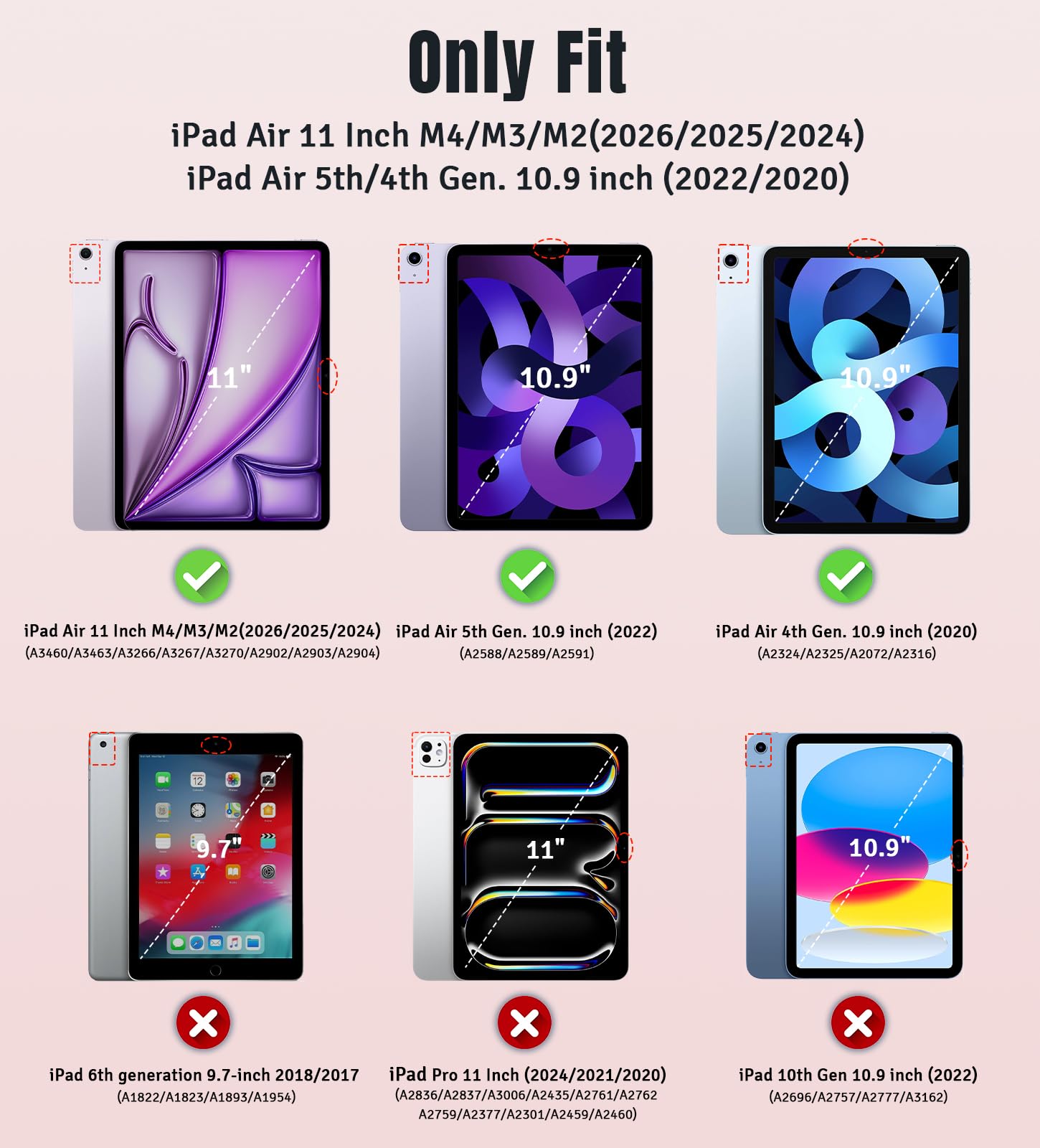 TiMOVO Etui do iPad Air 11" M4/M3/M2, Air 5./4. gen. 10,9", Nosegay Pink | Smukła podstawka, twarda półprzezroczysta tylna obudowa, obsługa Touch ID i automatyczne usypianie/wybudzanie