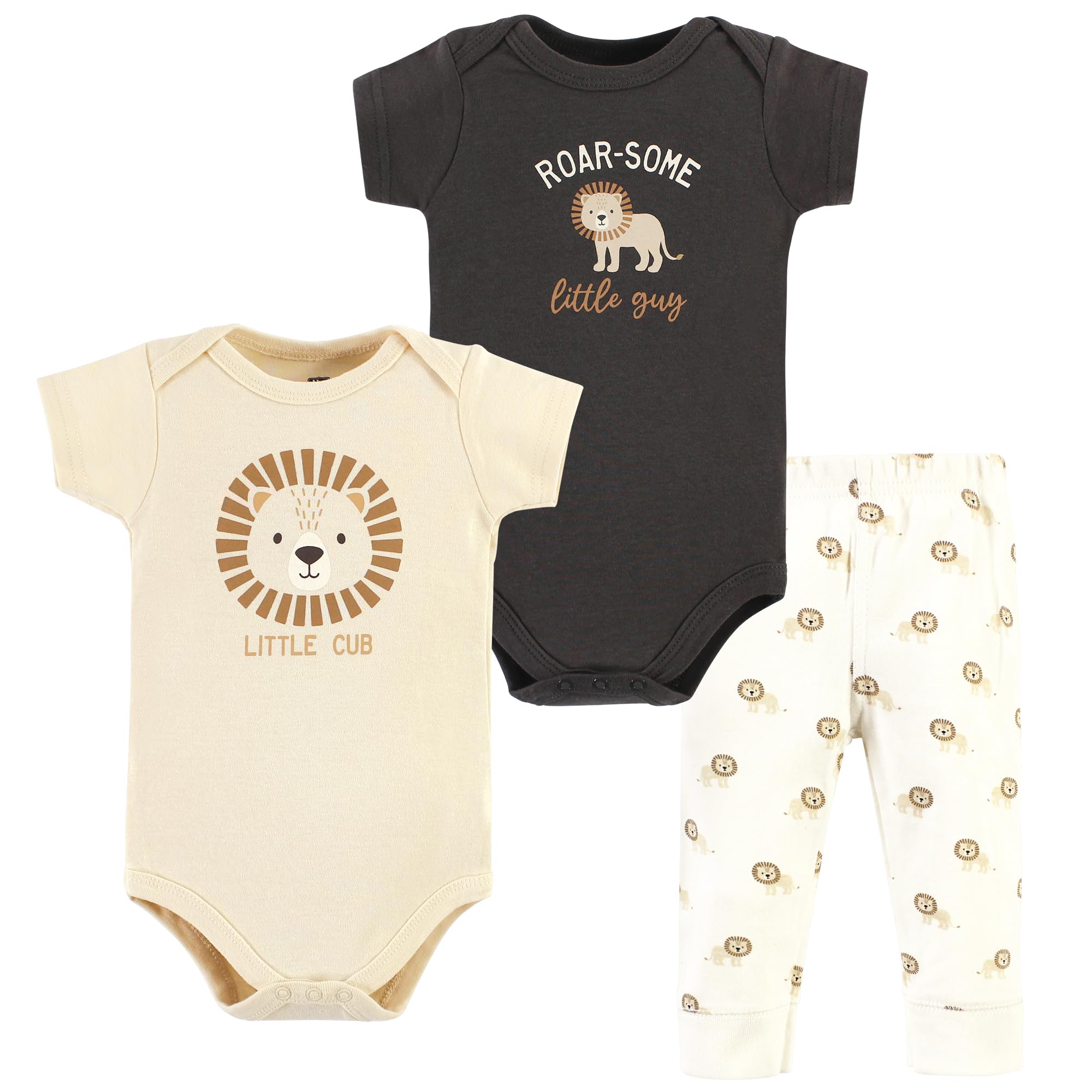 Hudson BabyUnisex Baby Unisex Baby Cotton Bodysuit and Pant Set, Brave Lion, 3-6 Months