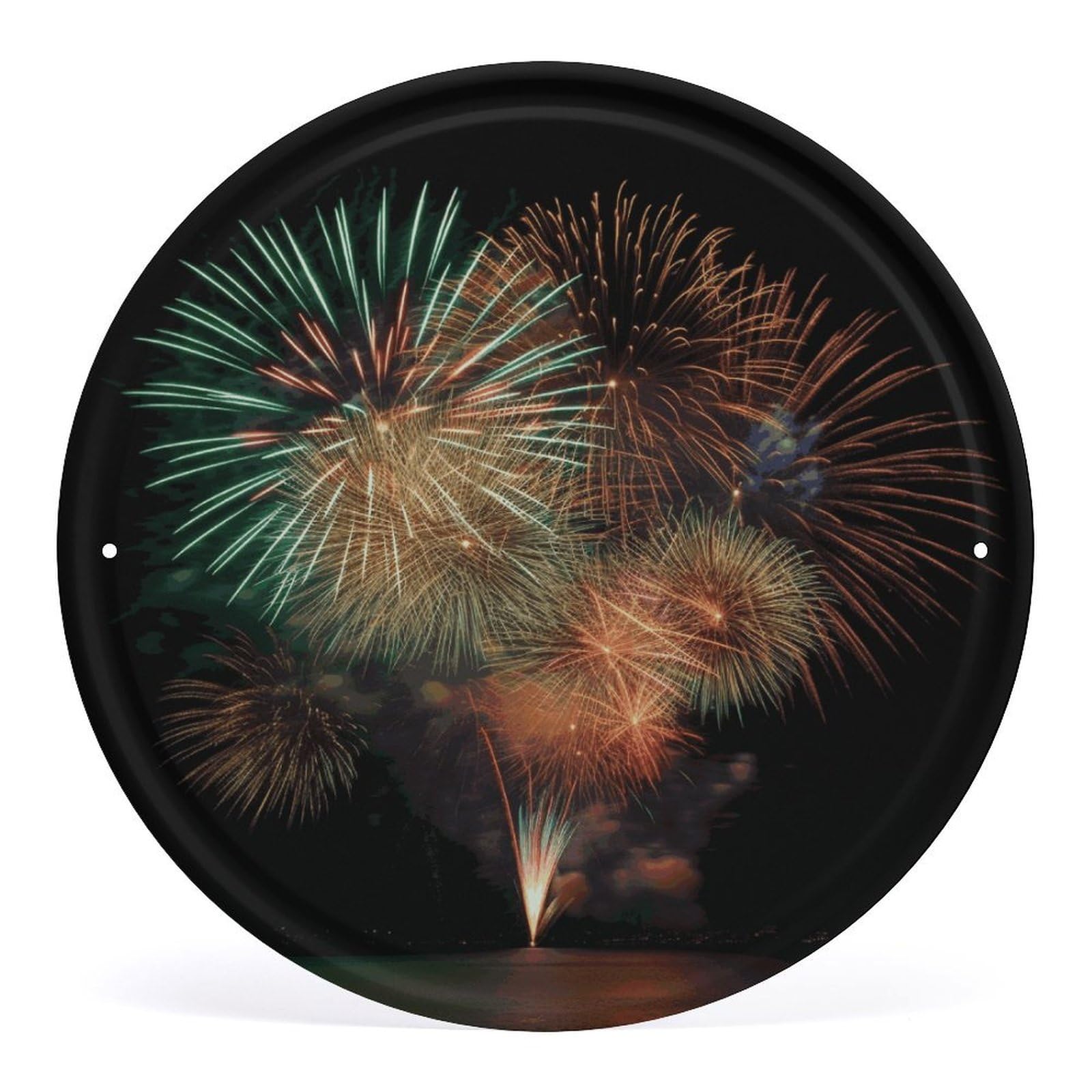 Fodpand Style Fireworks Round Wall Art Hanging Decorations, Wall Decor Modern Minimalist Artwork, Tin Sign Hanging Picture For Living Room, Bedroom, Office, Hallway, 11.8X11.8 Inch