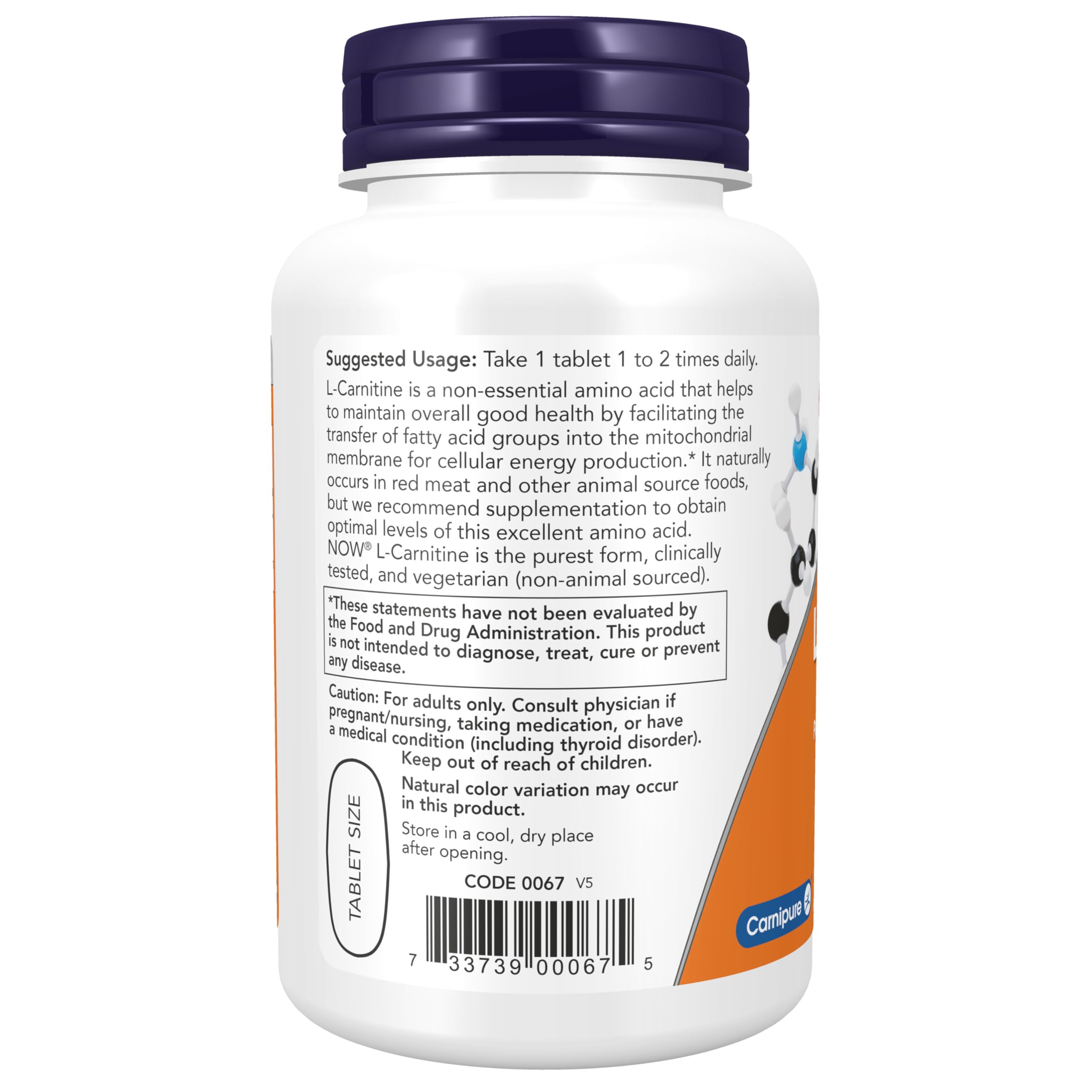 Amazon.com: NOW Foods Supplements, L-Carnitine 1,000 mg, Purest Form, Amino  Acid, Fitness Support*, 50 Tablets : Health & Household
