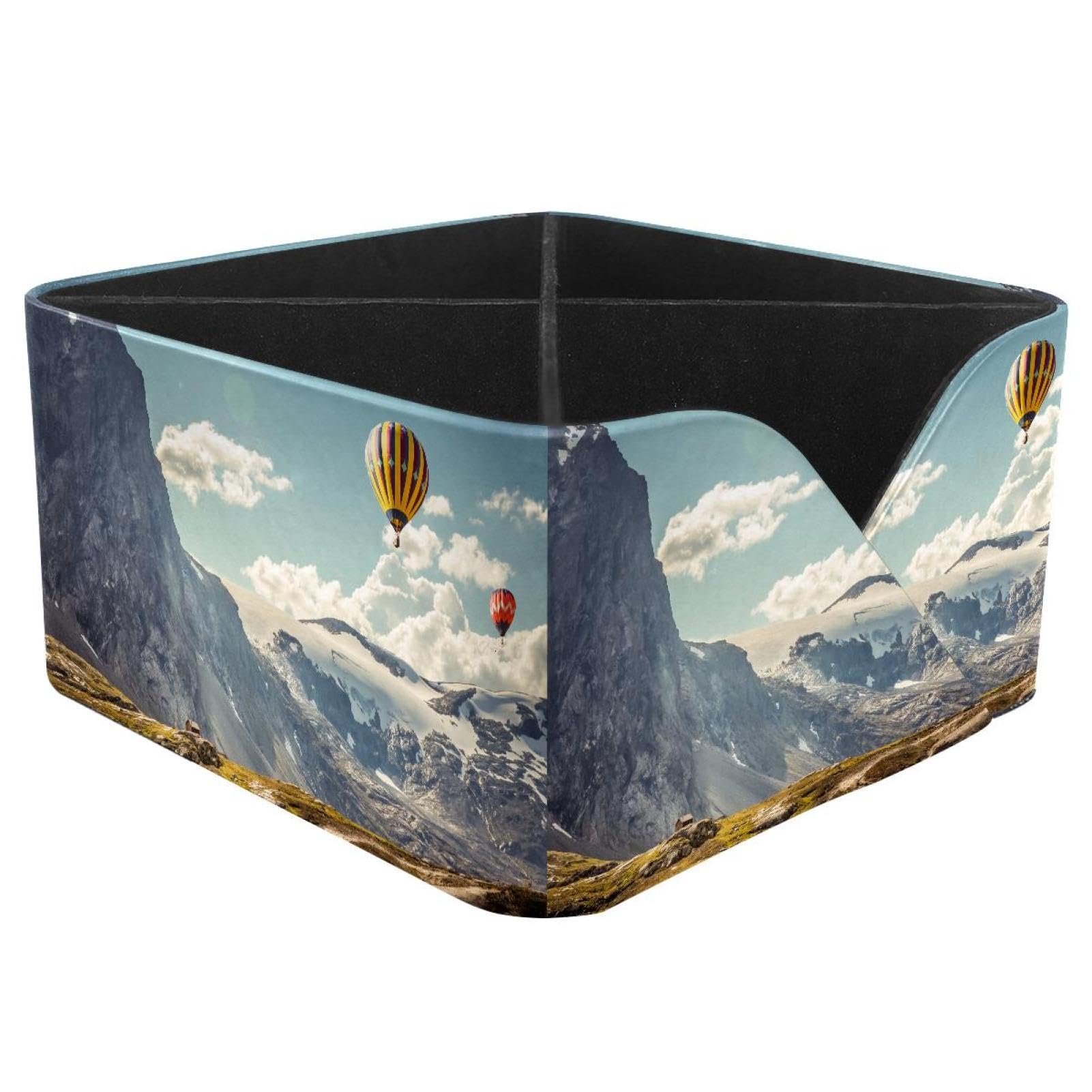 KengjuTesu Hot Air Balloon Mountain Desktop Organizer Pen Holder, Rectangular Pencil Cup for Office, Study and Makeup Stations