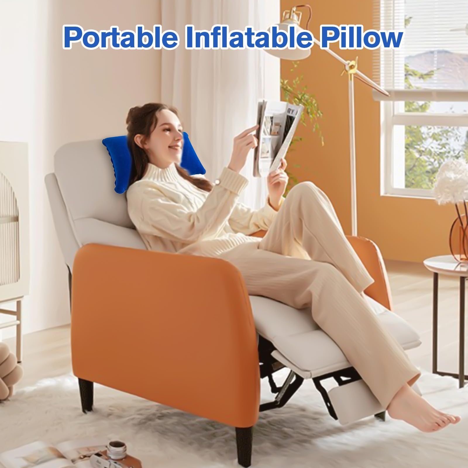 Almohada Hinchable 2 Pcs Cojín Inflable de Camping con Superficie Flocada Portátil Ligero Reposacabezas Adultos
