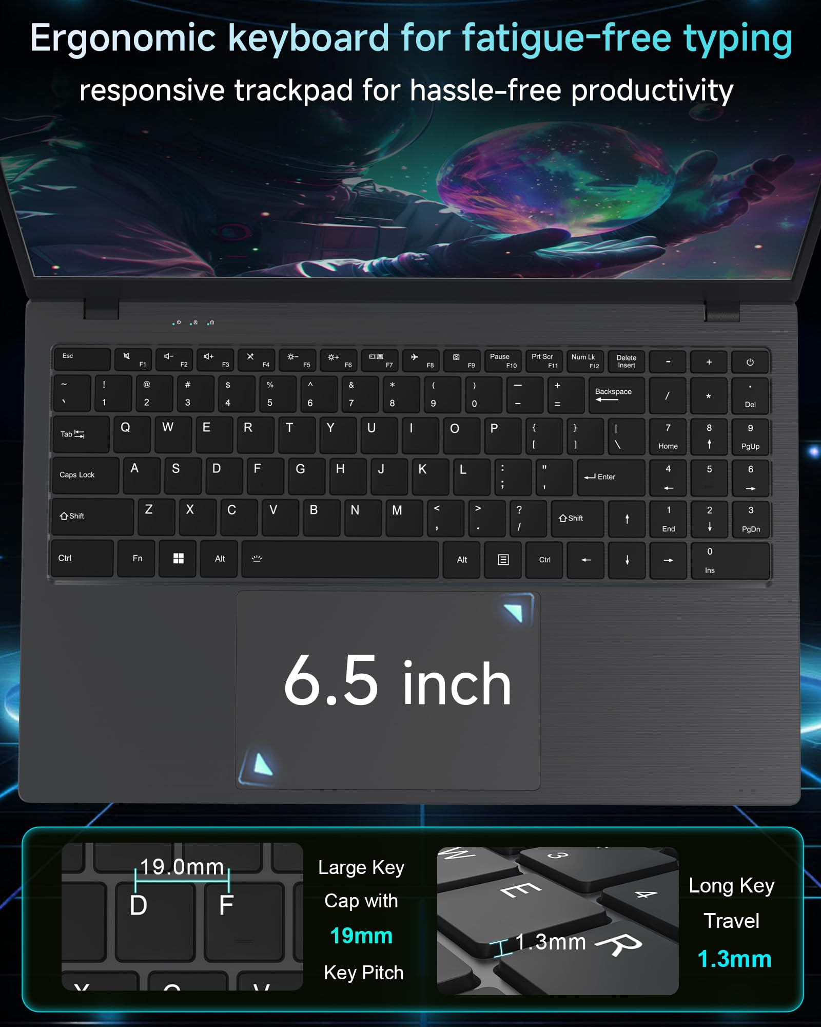 15.6 Inch Laptop for Business and Student, AMD 3020e Processor, FHD Anti-Glare Display, Privacy-Focused Webcam, 8GB RAM 256GB SSD, WiFi, Bluetooth 5.0, Type-C, Lightweight, Long Battery — view 7