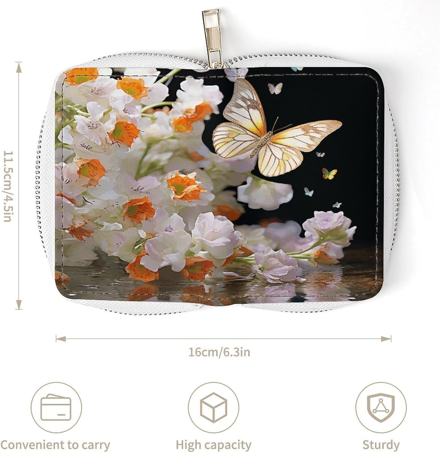 Butterflies Narcissus Flowers Card Holder RFID Blocking,Credit Card Wallet for Women And Men,Card Case Organizer Bag with Zipper