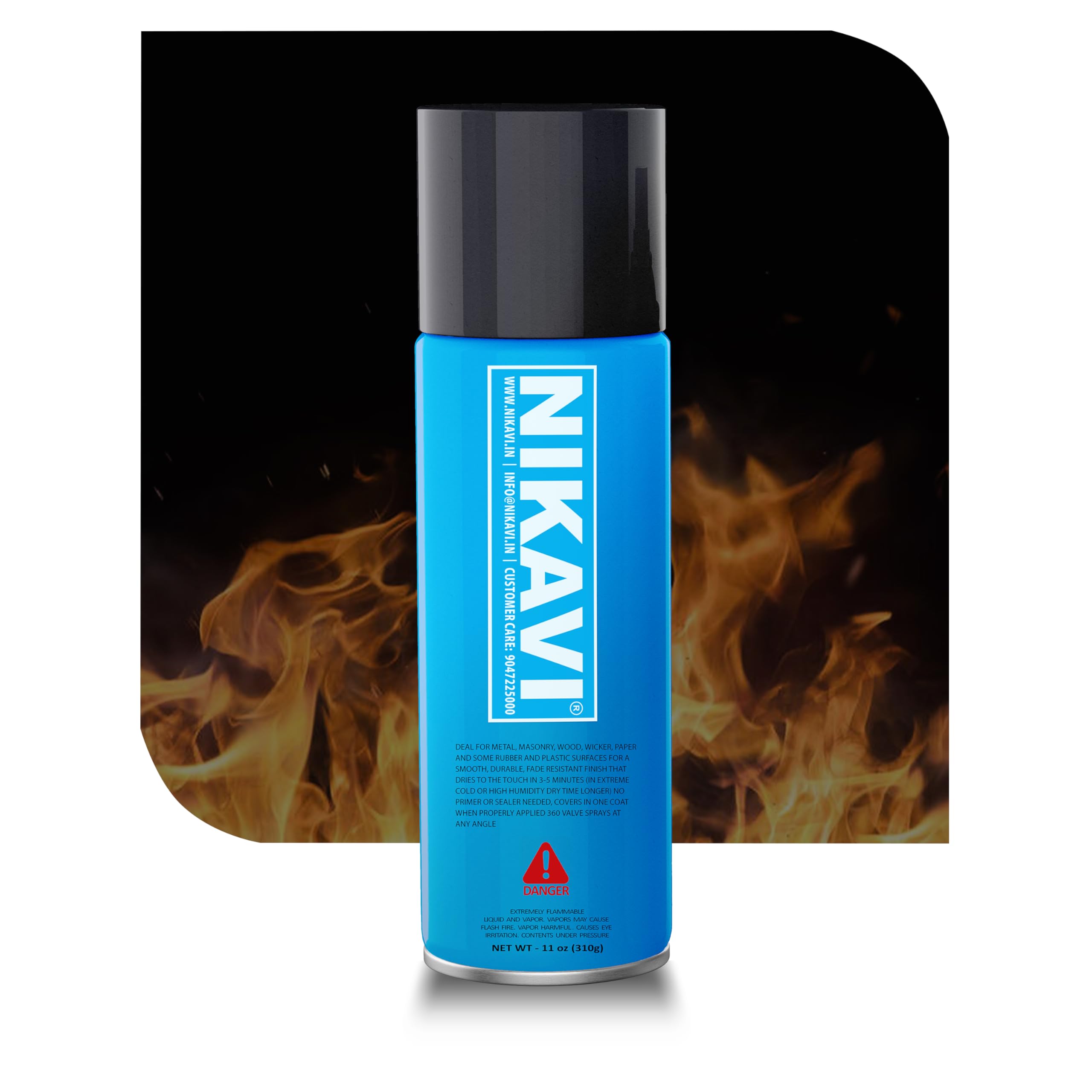 NIKAVI Automotive Rust Paint Spray Can for Motorcycle (400ML) (Pack of 1, 1200#High Heat Black)